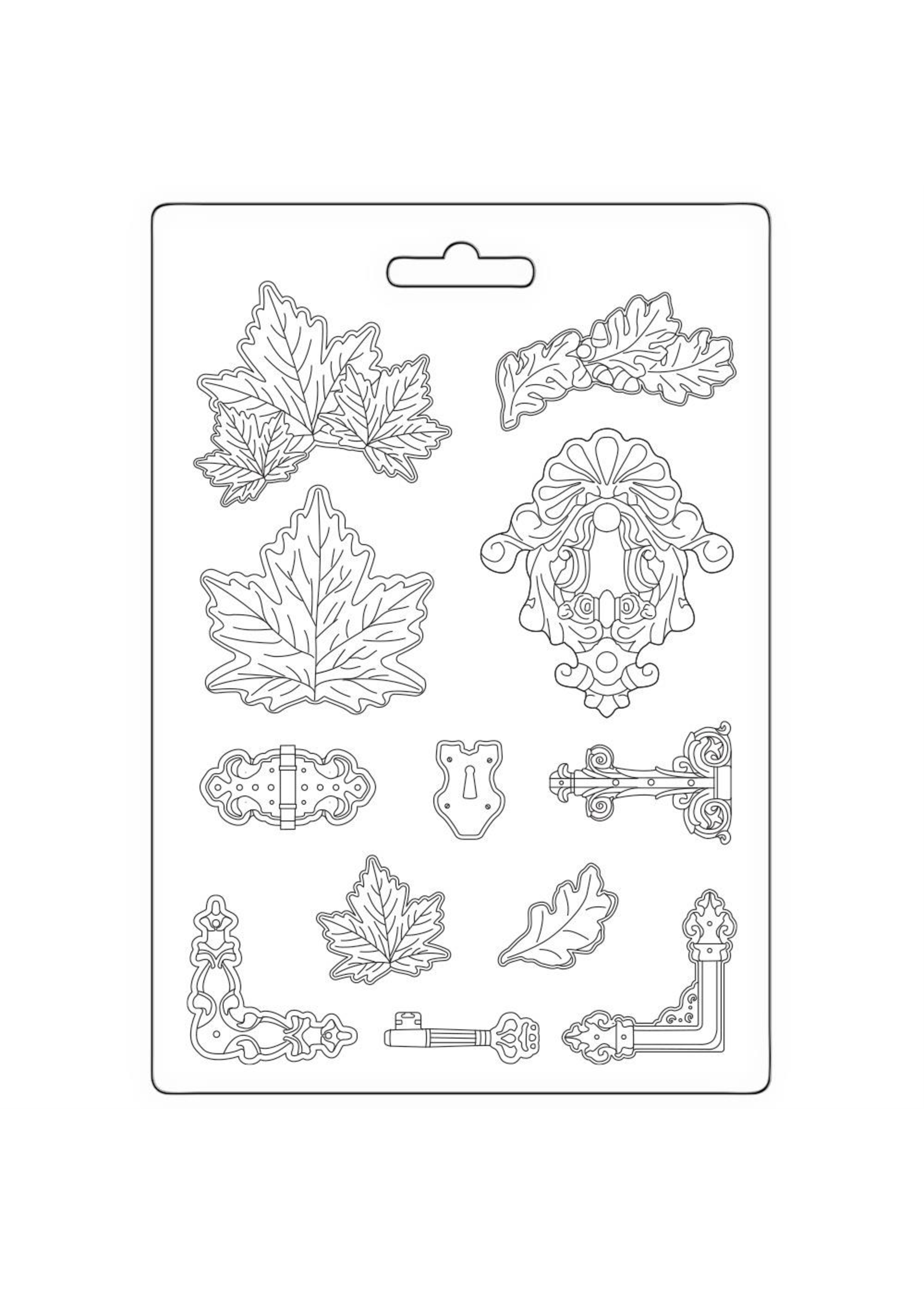 Stamperia Stamperia A4 Soft Mould, Magic Forest - Leaves, Locks