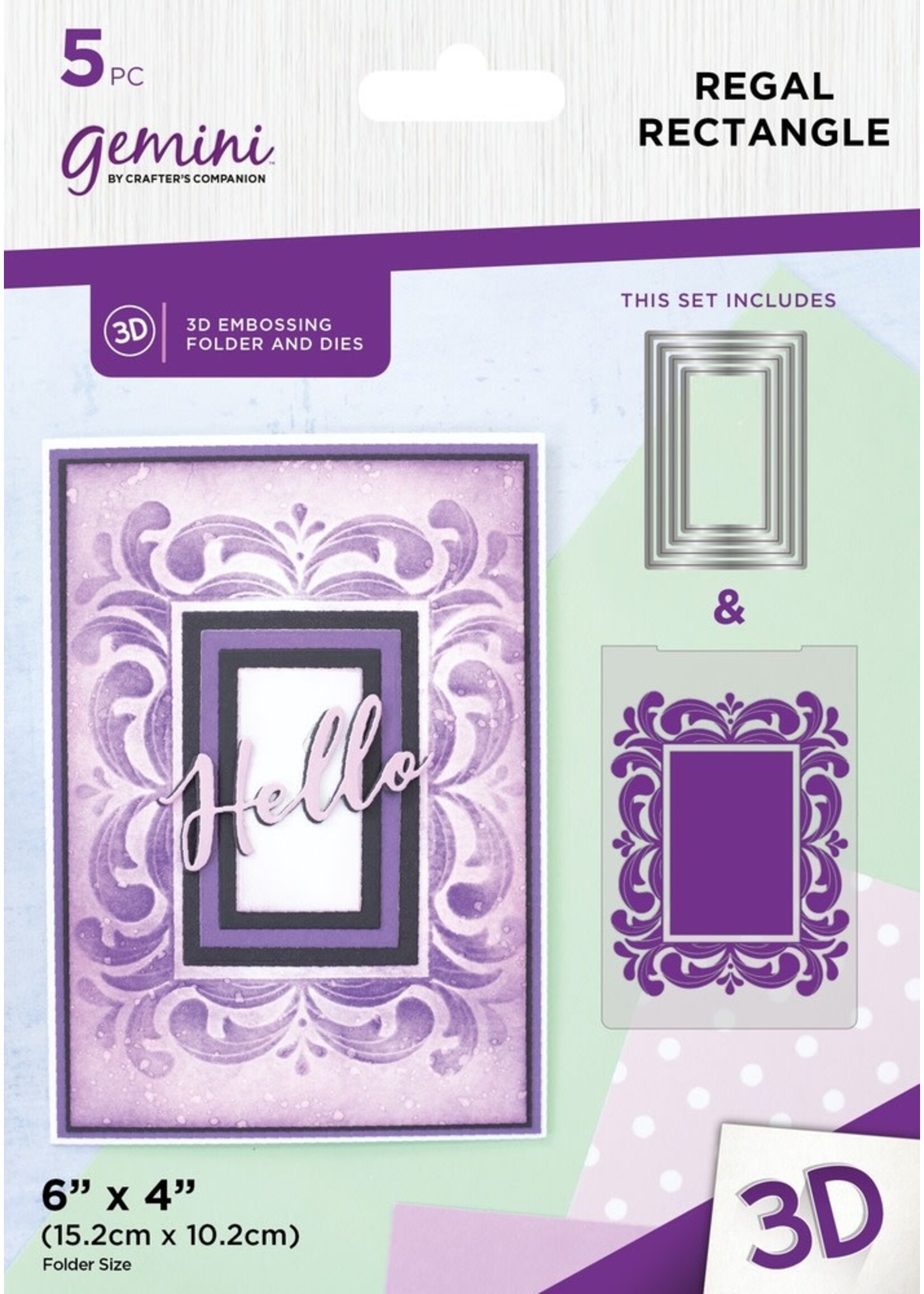 Crafter's Companion 3D Embossing Folder & Dies, Regal Rectangle