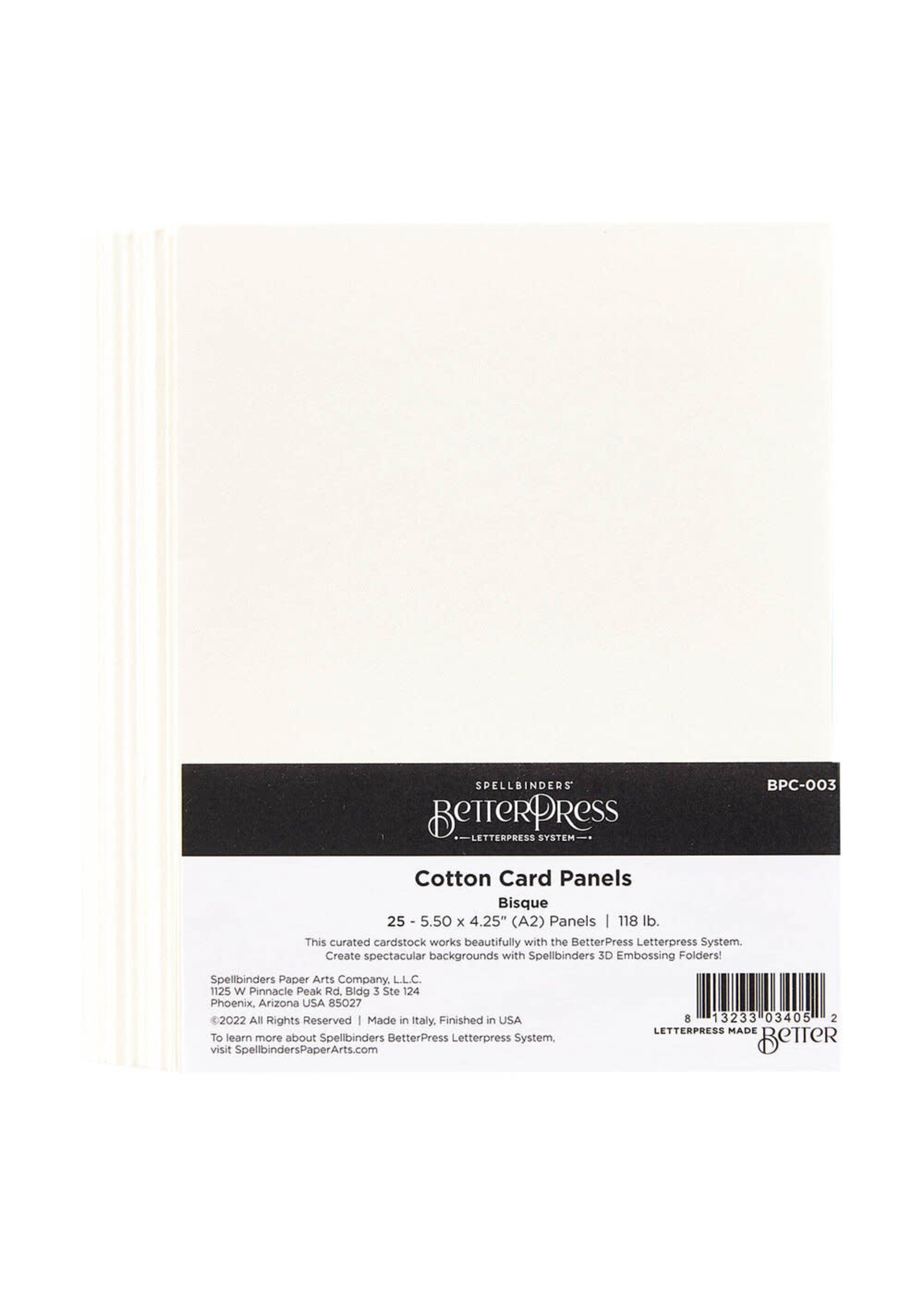 Spellbinders BetterPress Cotton Card Panels, A2 Bisque (25)