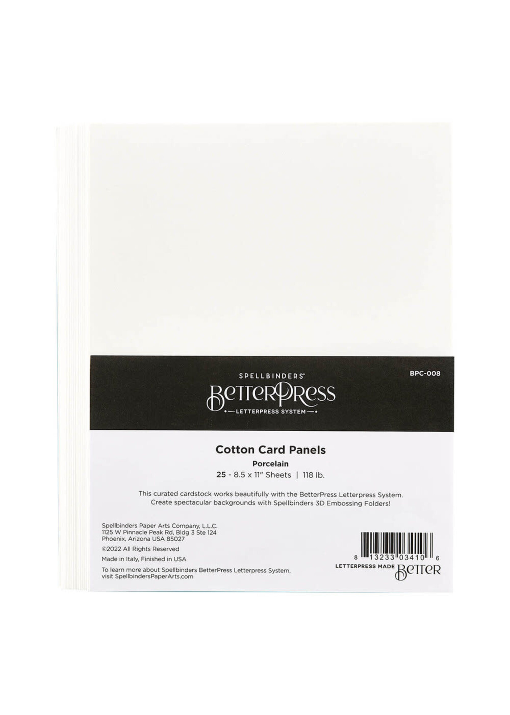 Spellbinders BetterPress Cotton Card Panels 8.5x11, Porcelain (25)