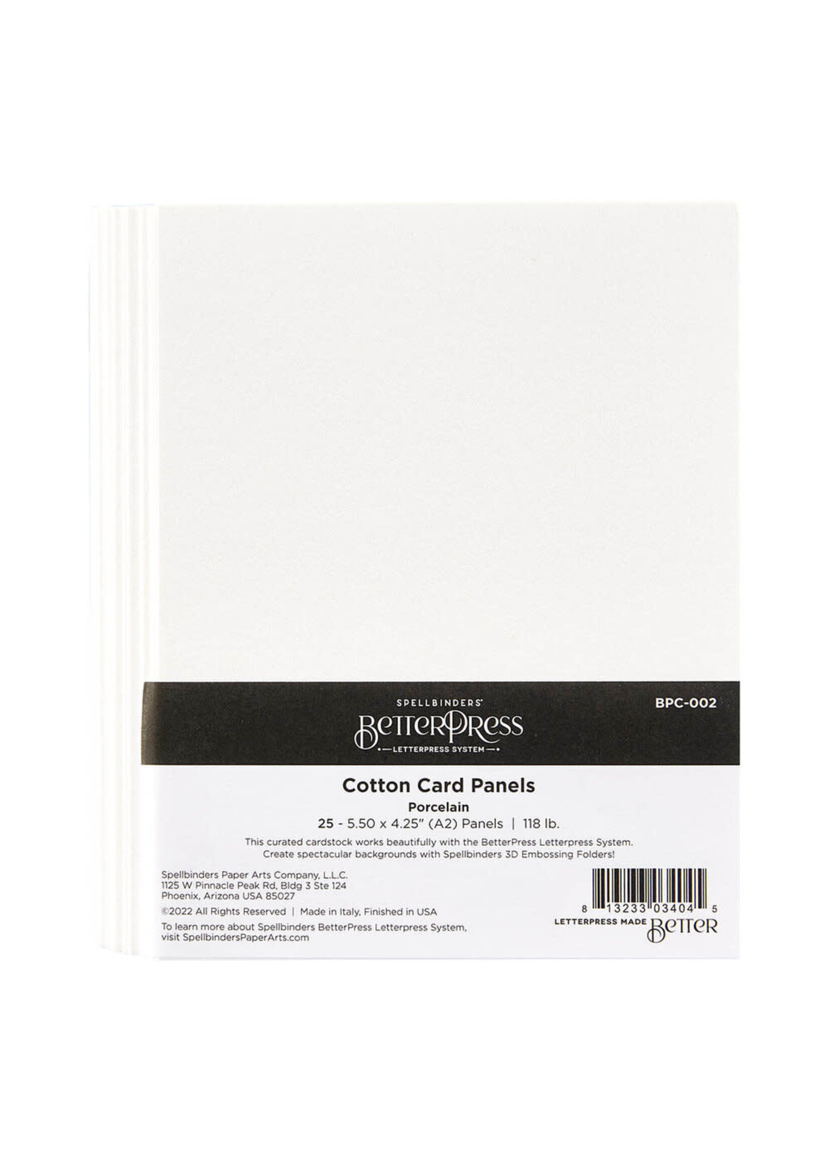 Spellbinders BetterPress Cotton Card Panels, A2 Porcelain (25)