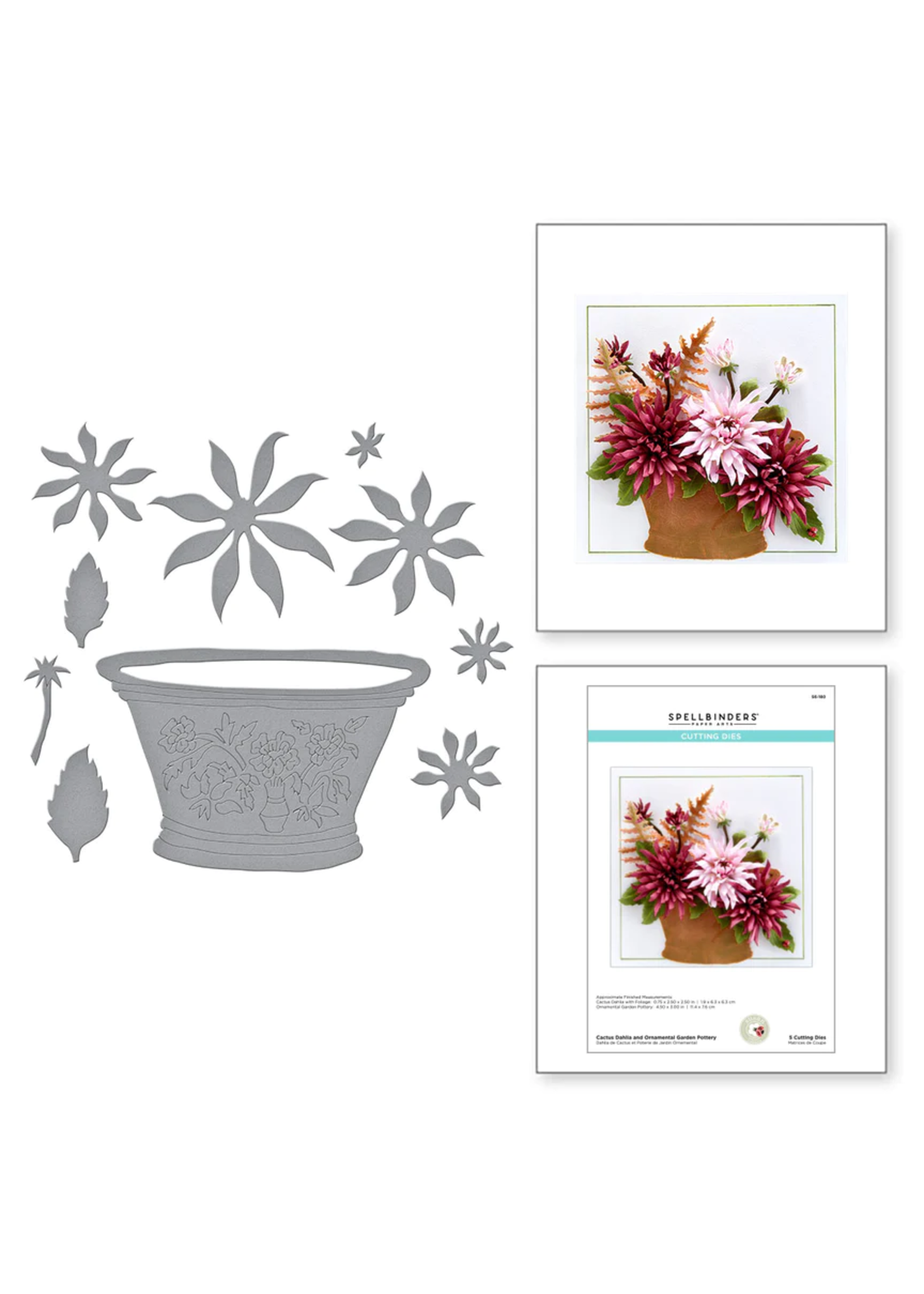 Spellbinders Die, Cactus Dahlia and Ornamental Garden Pottery