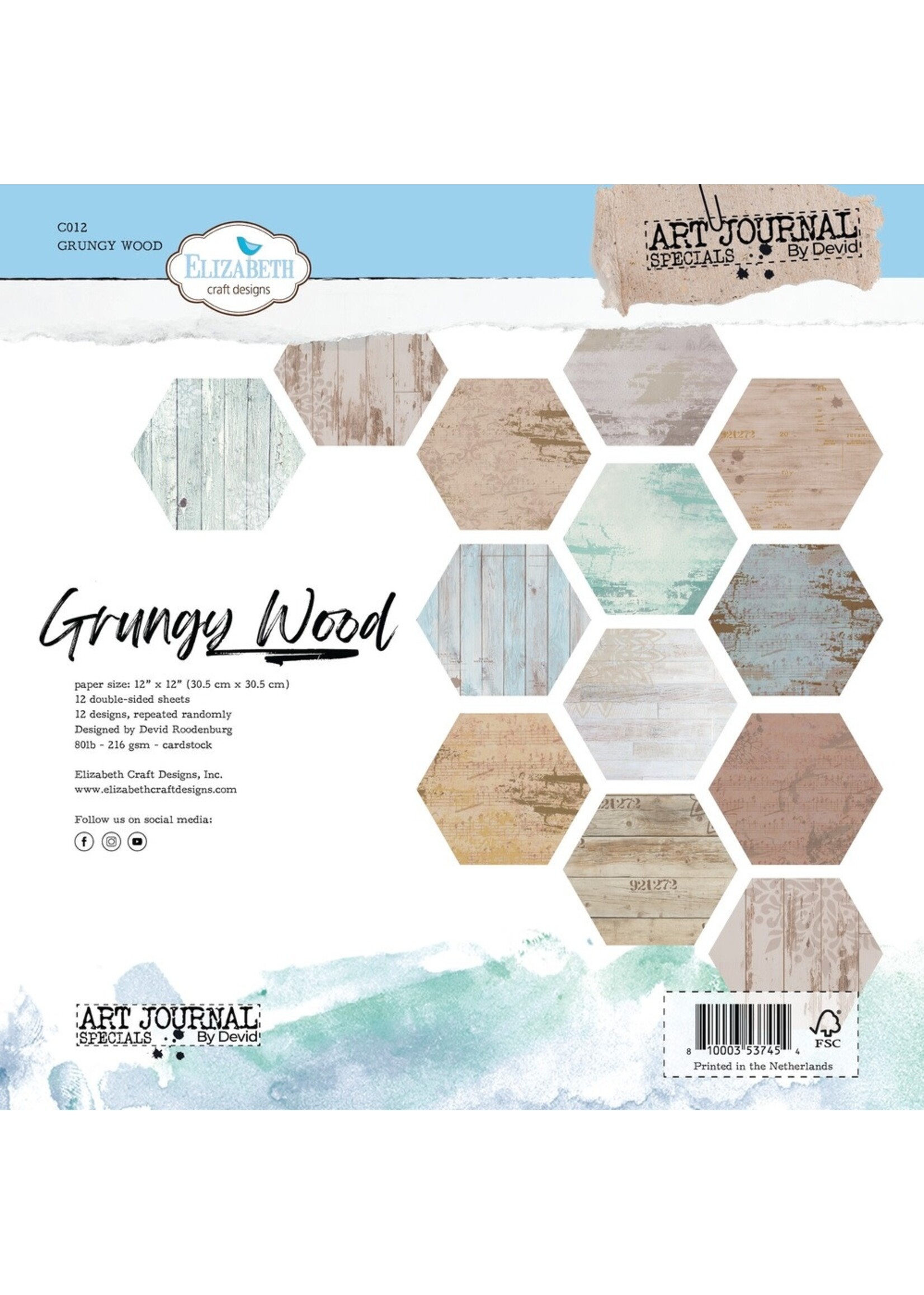 Elizabeth Craft Design 12x12 Collection Pack, Grungy Wood