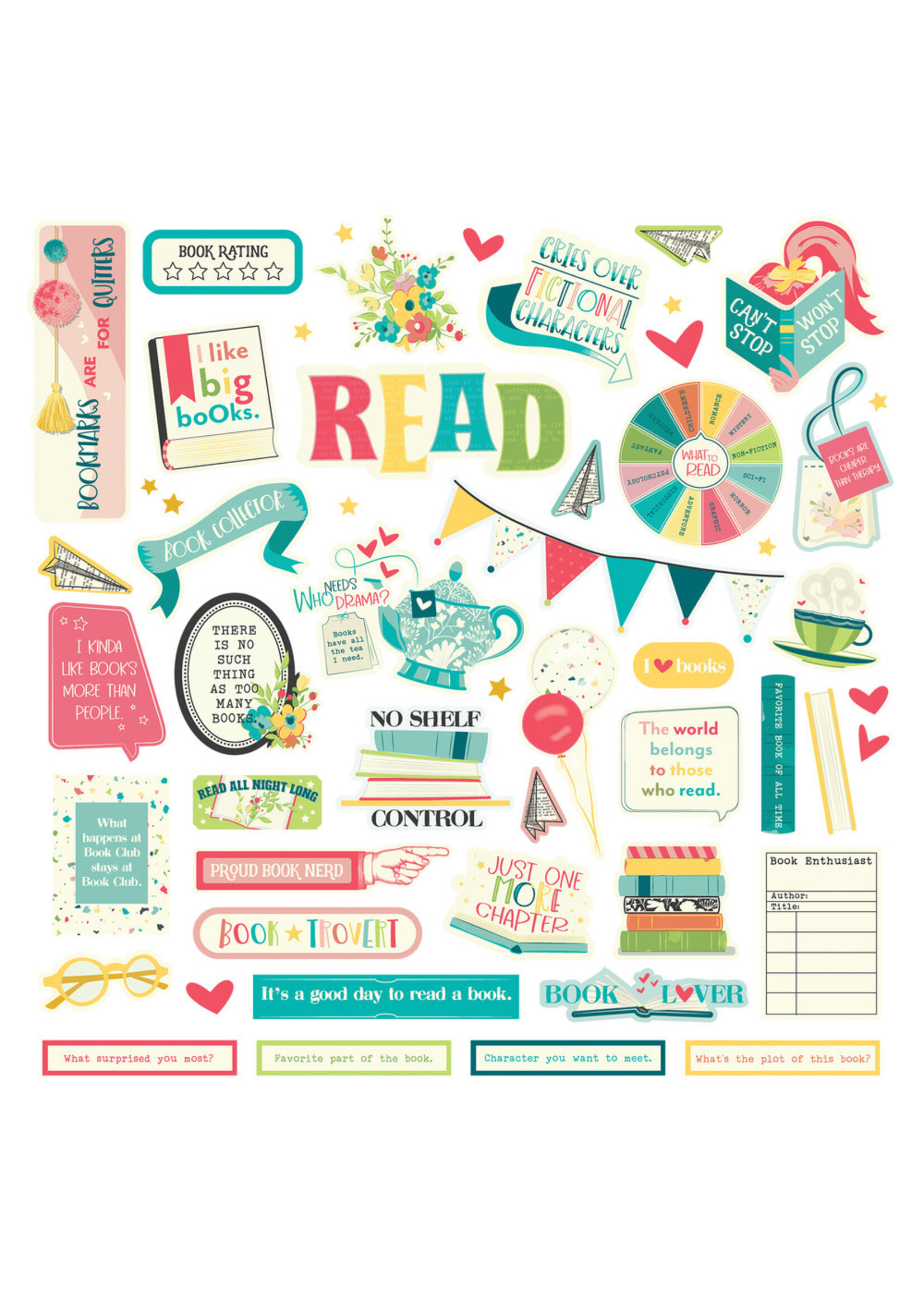 PhotoPlay 12x12 Element Sticker Sheet, Book Club