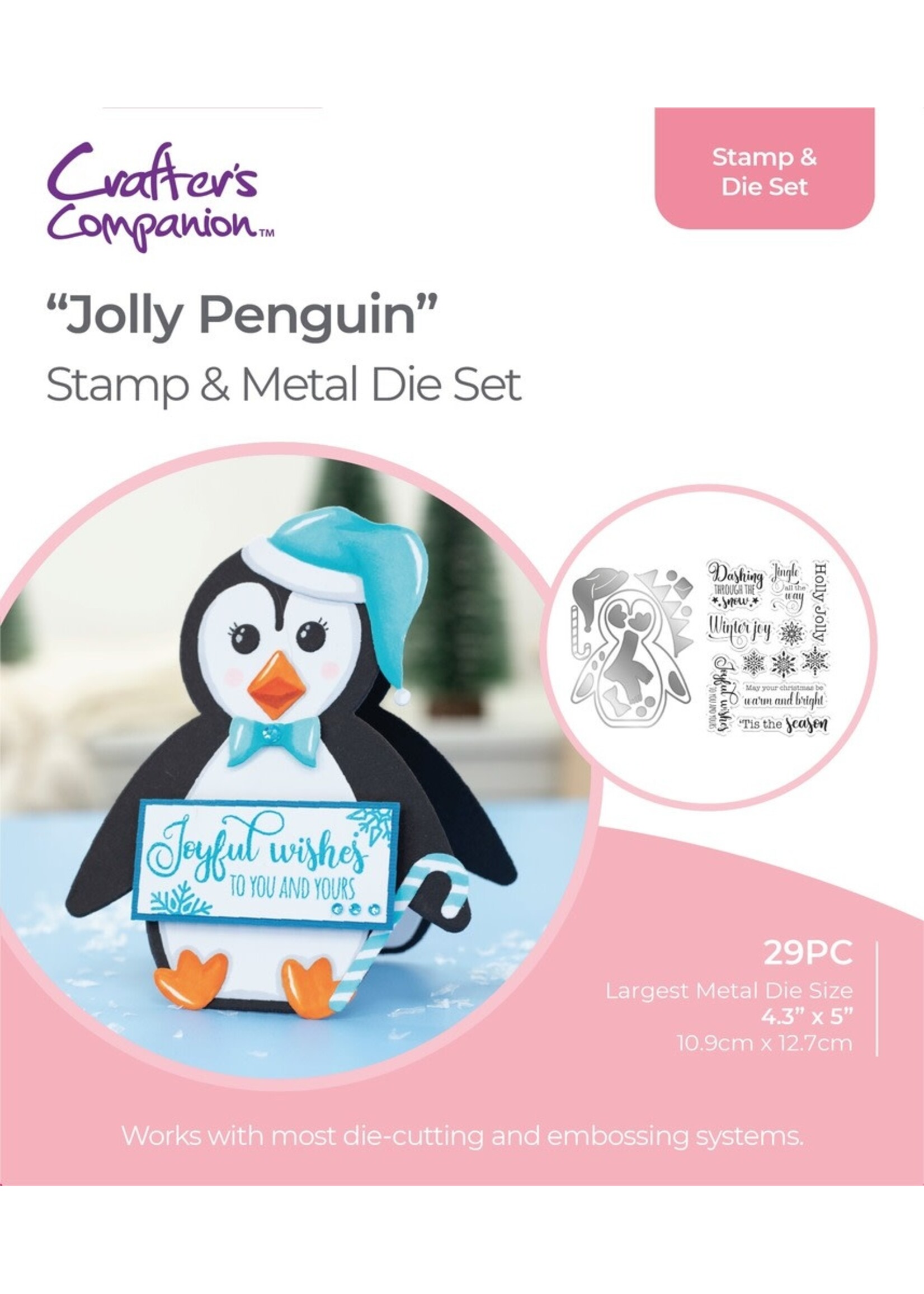 Crafter's Companion Stamp & Die Set, Jolly Penguin