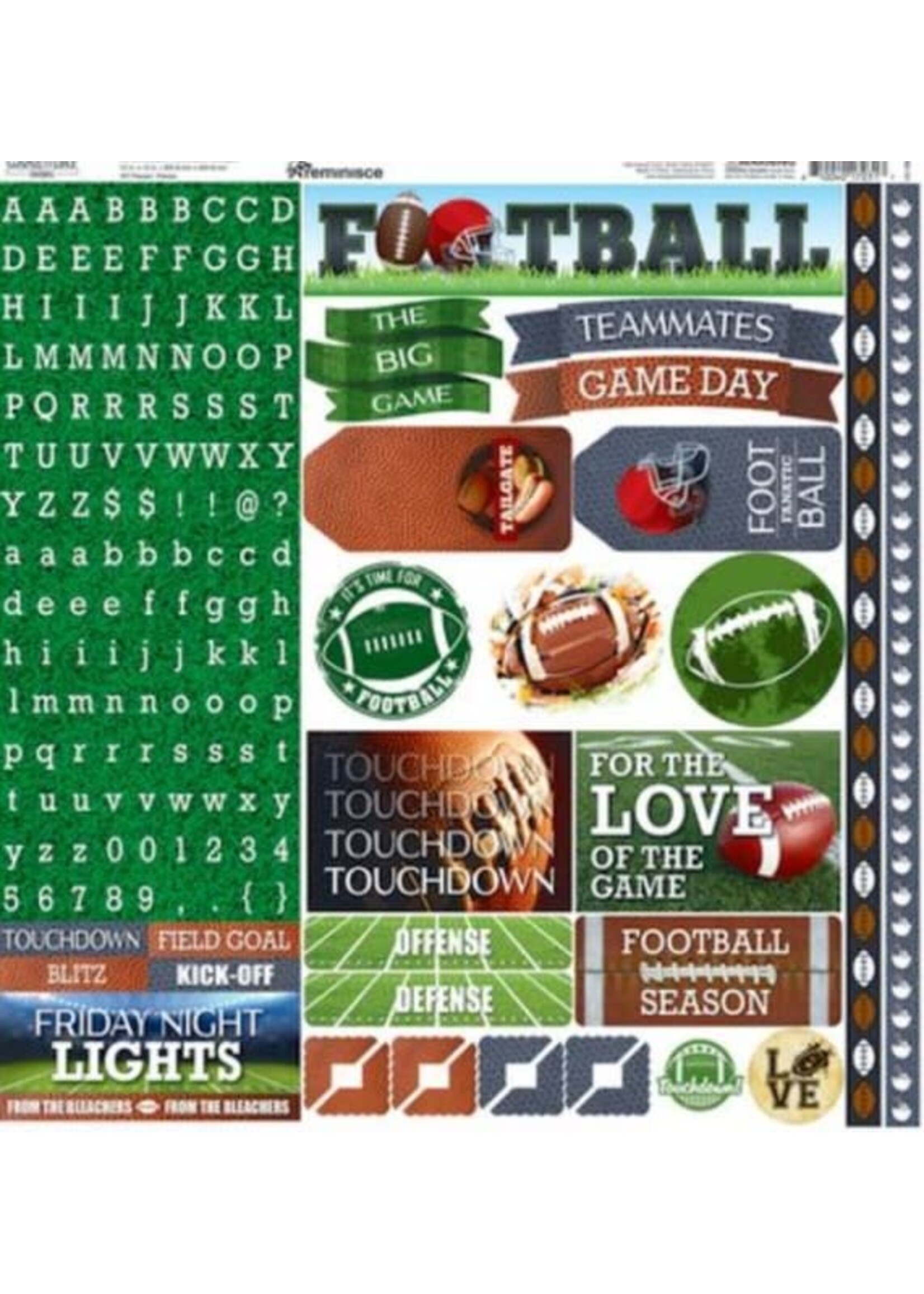 Reminisce Reminisce 12x12  Sticker Sheet, Game Day - Football