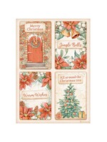 Stamperia A4 Rice Paper, All Around Christmas - 4 Cards
