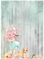 Stamperia Stamperia Rice Paper Circle of Love, Bouquet and Dog