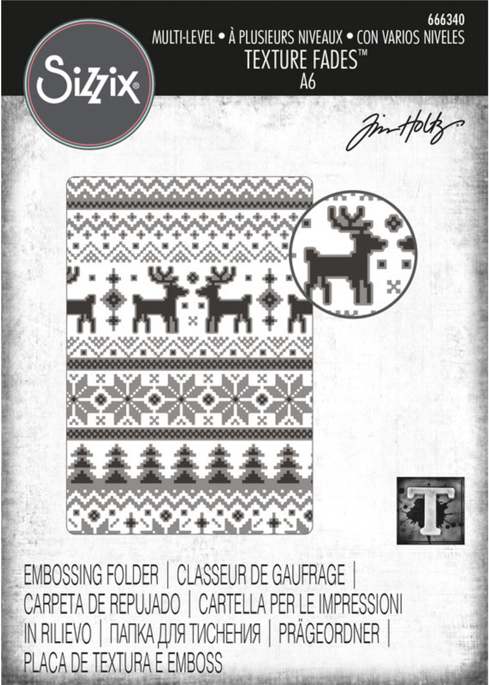 Sizzix Tim Holtz Multi-Level A6 Embossing Folder, Holiday Knit