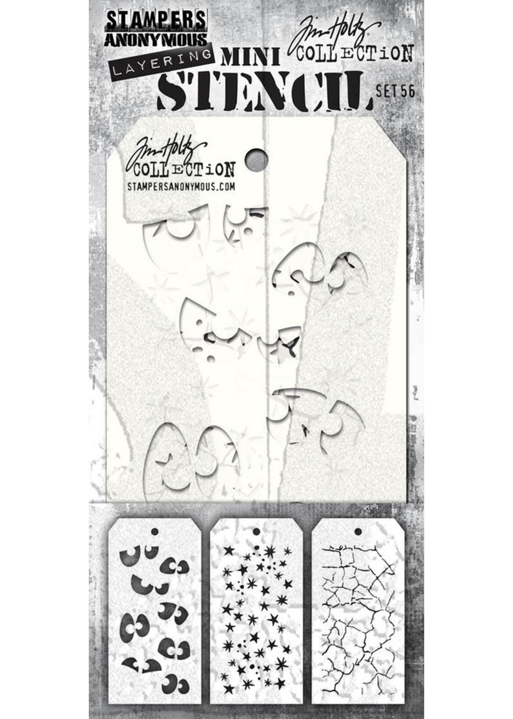 Tim Holtz Mini Stencil, Set 56 (3 pc)