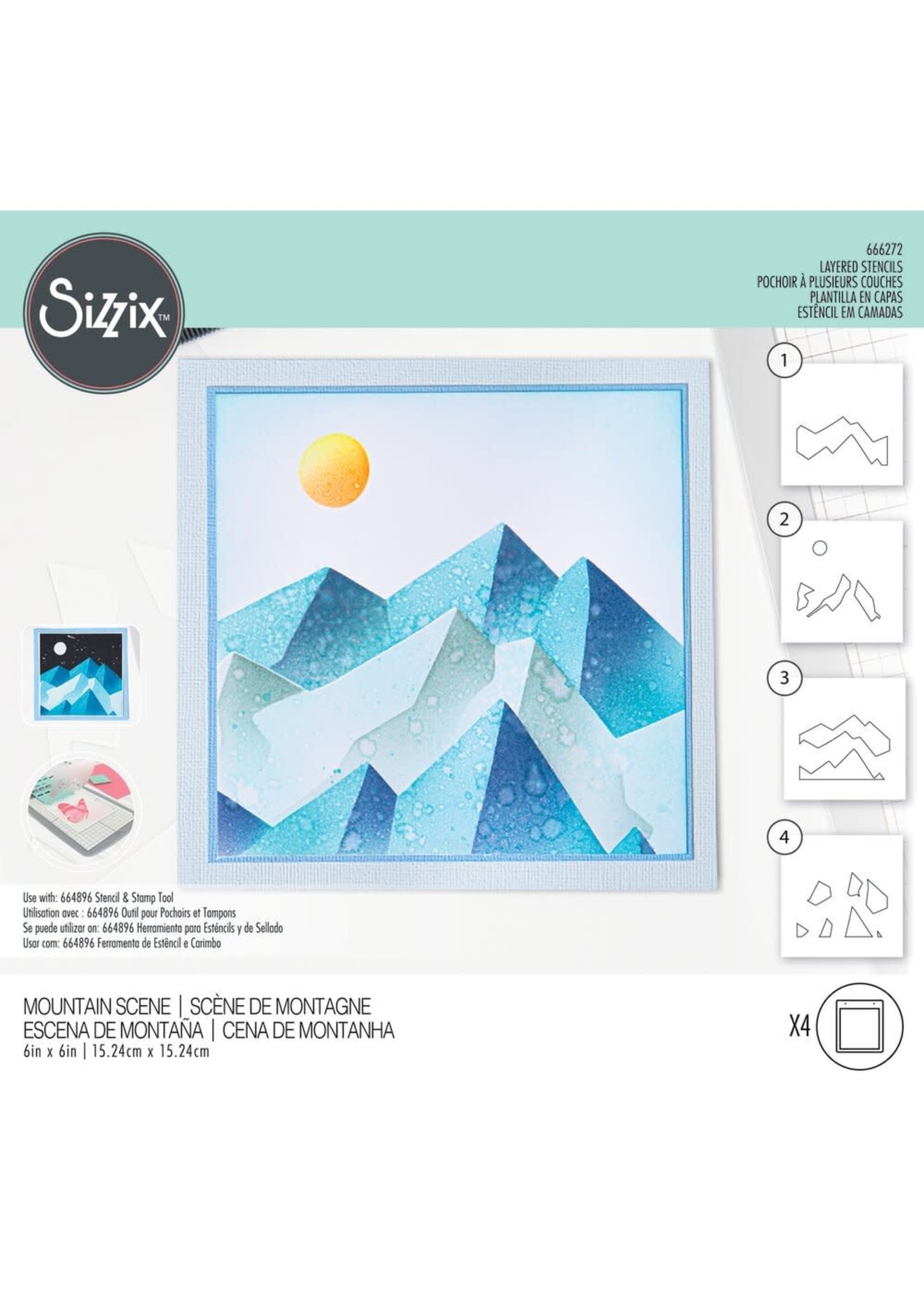 Sizzix Sizzix Layered Stencils, Mountain Scene