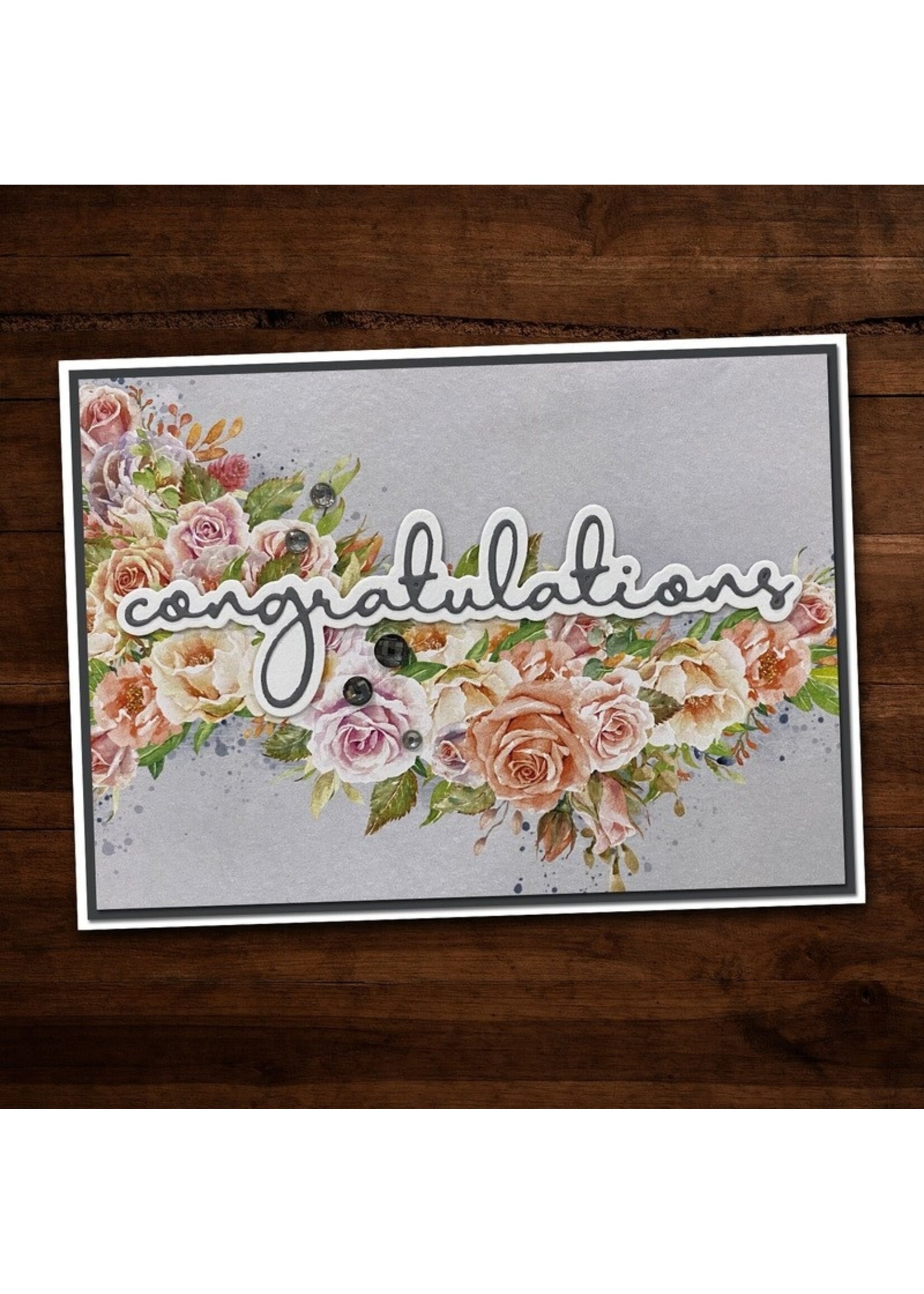 Paper Rose Paper Rose Die, 20901 Congratulations Fine Script Layered