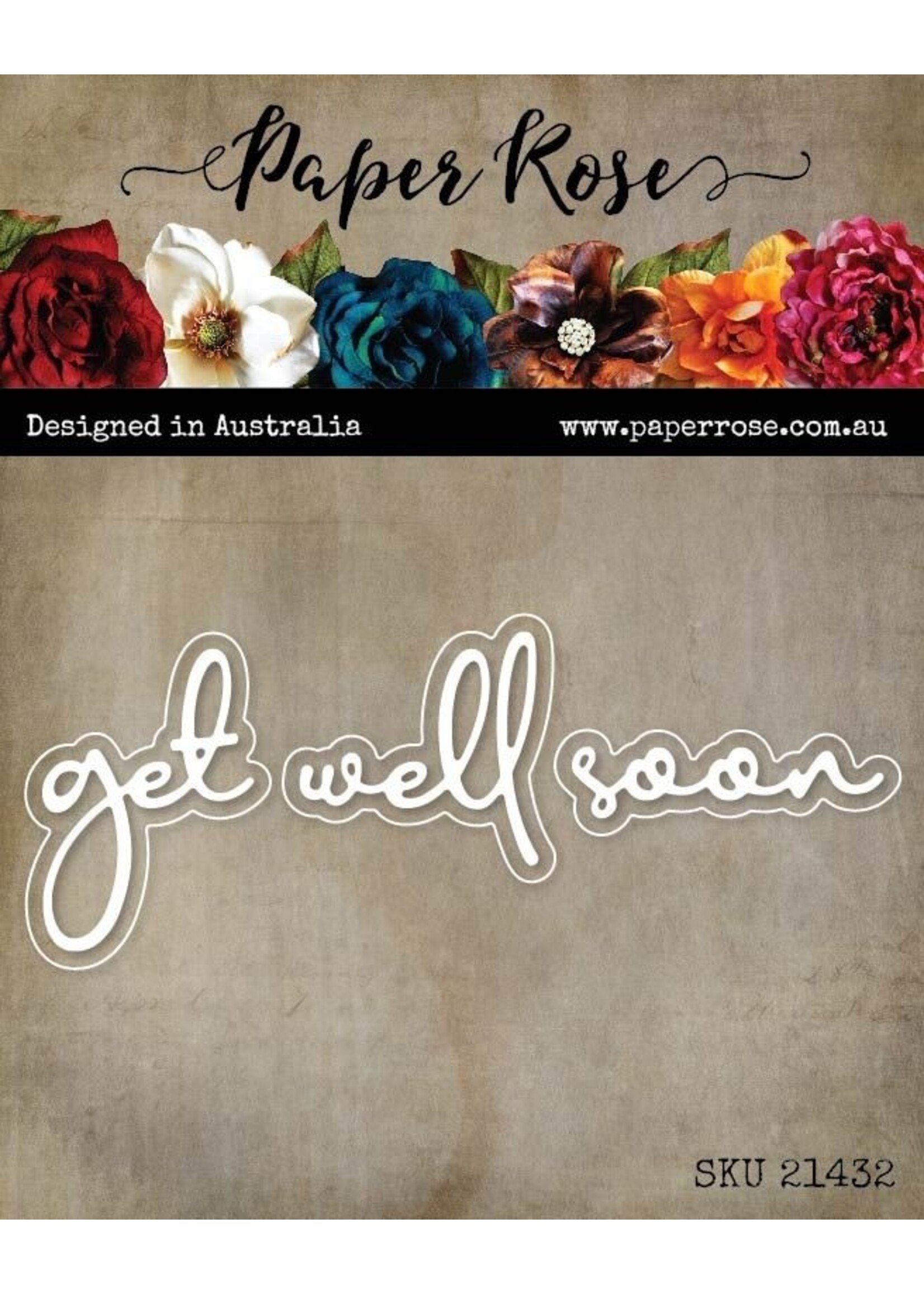 Paper Rose Layered Die, Get Well Soon Fine Script