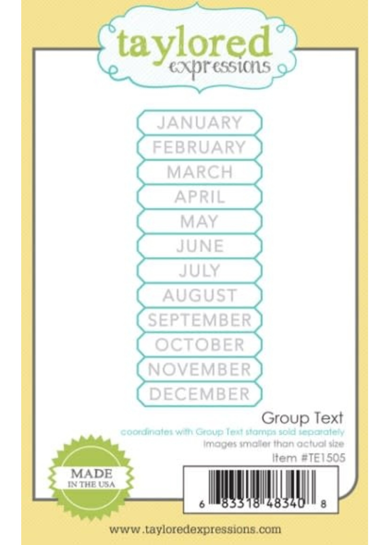 Taylored Expressions Red Rubber Stamp & Die Bundle, Group Text Months