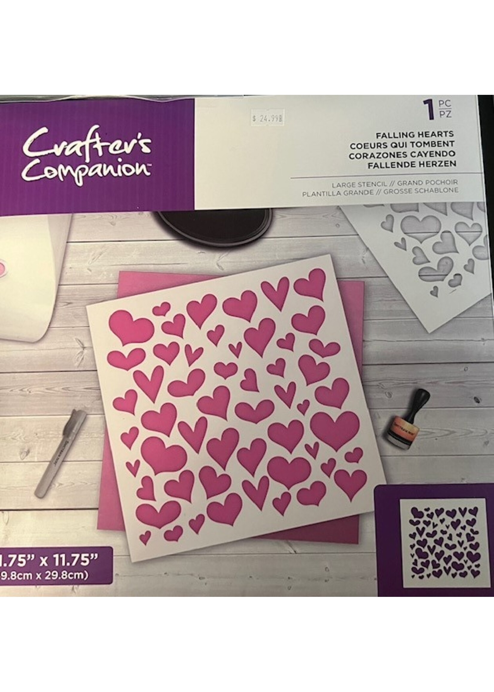 Crafter's Companion Crafter's Companion 12x12 Stencil, Falling Hearts