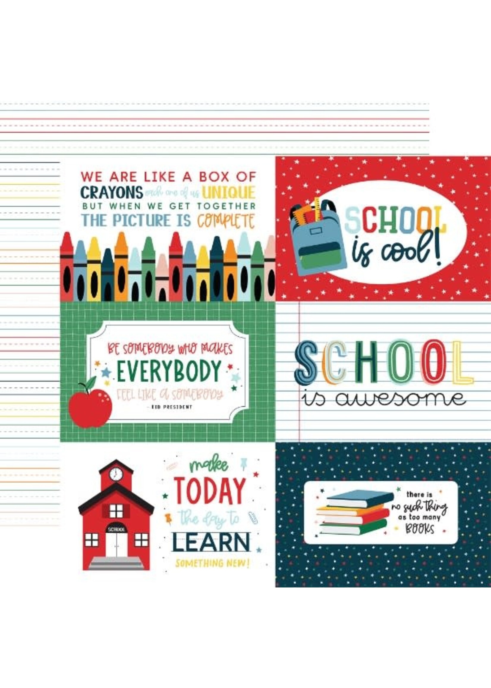 Echo Park Echo Park 12x12 First Day of School, 6x4 Journaling Cards