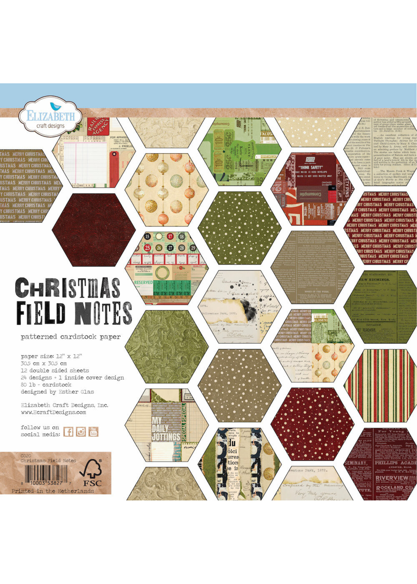 Elizabeth Craft Design Collection Kit, Christmas Field Notes