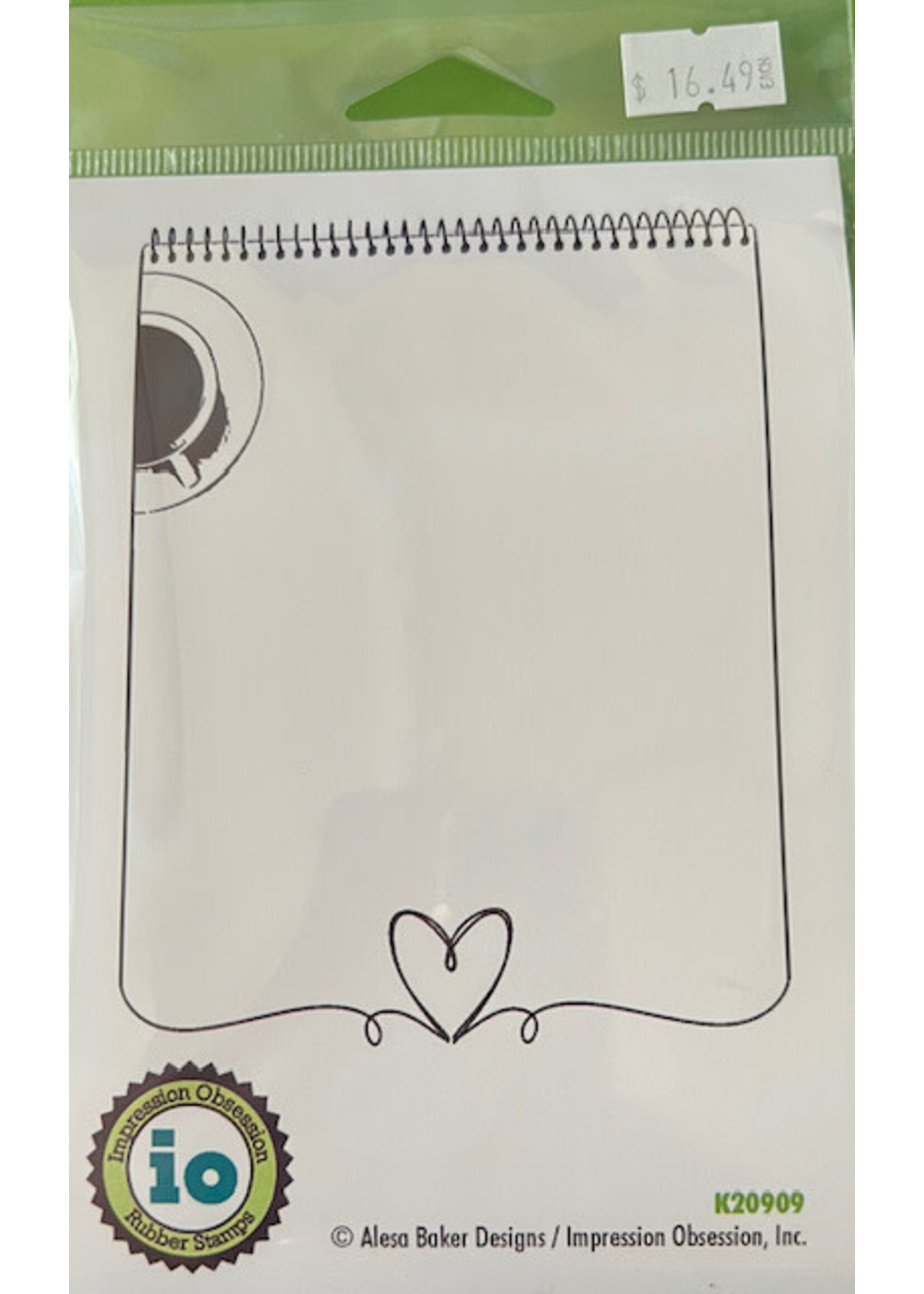 Impression Obsession Cling Stamp, Heart Notepad