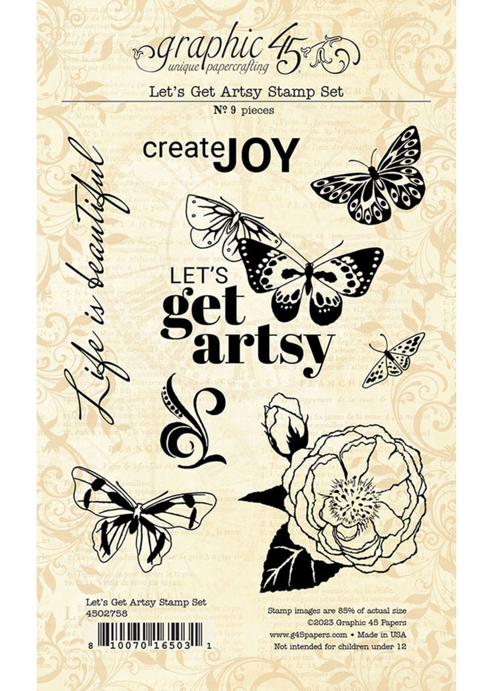Graphic 45 Stamp, Let's Get Artsy