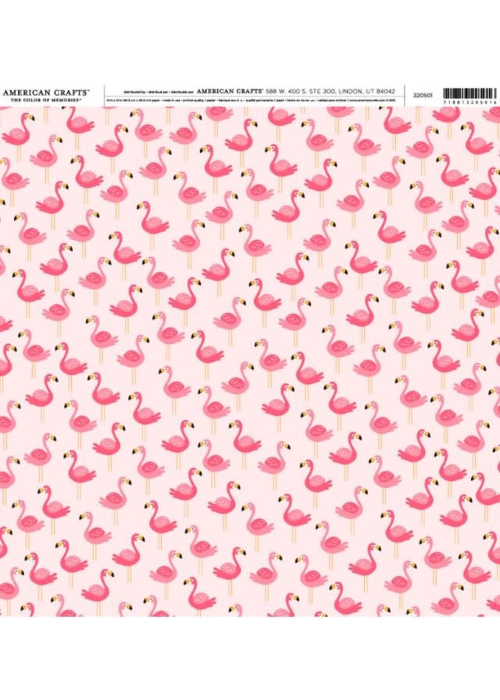 American Crafts AC 12x12 The Color of Memories, Flamingos