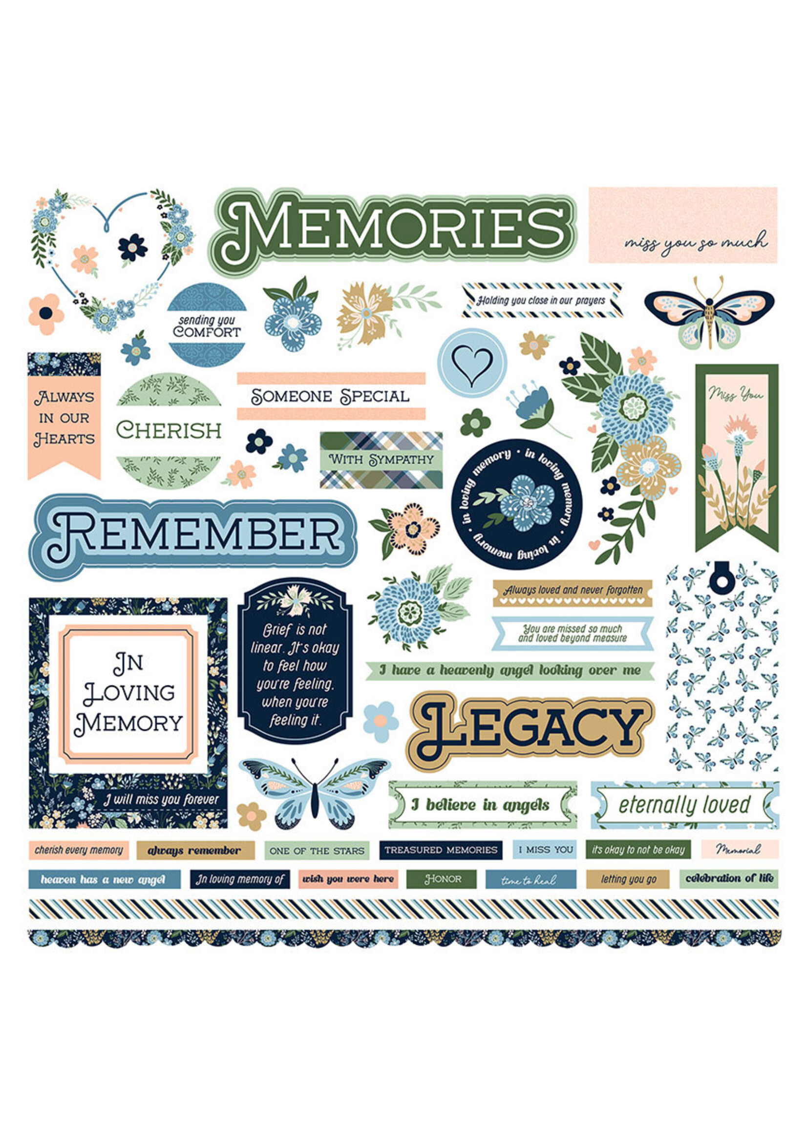 PhotoPlay 12X12 Element Sticker Sheet, In Loving Memory