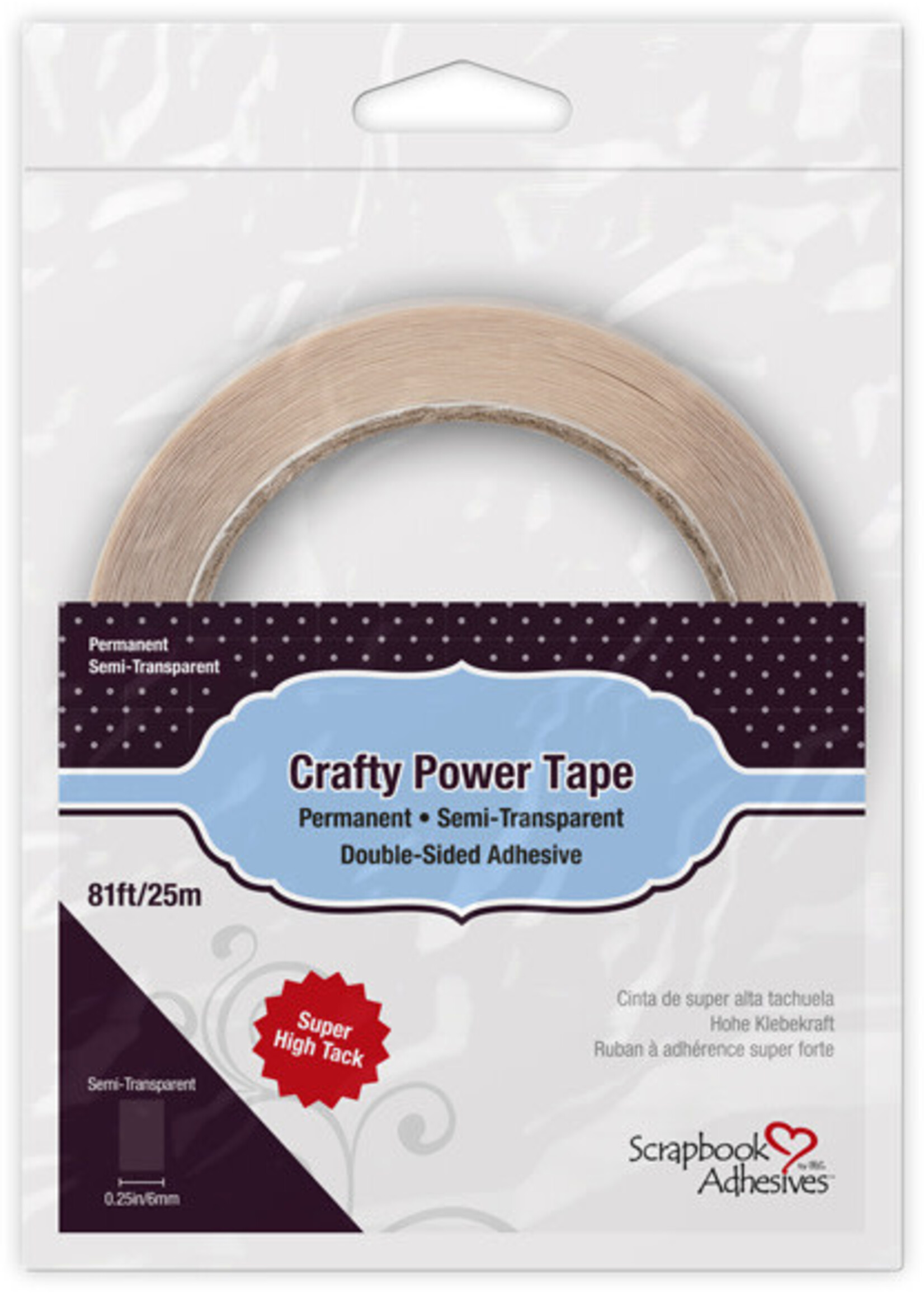 Scrapbook Adhesive Crafty Power Tape Double-sided Tape, .25" (81 ft)