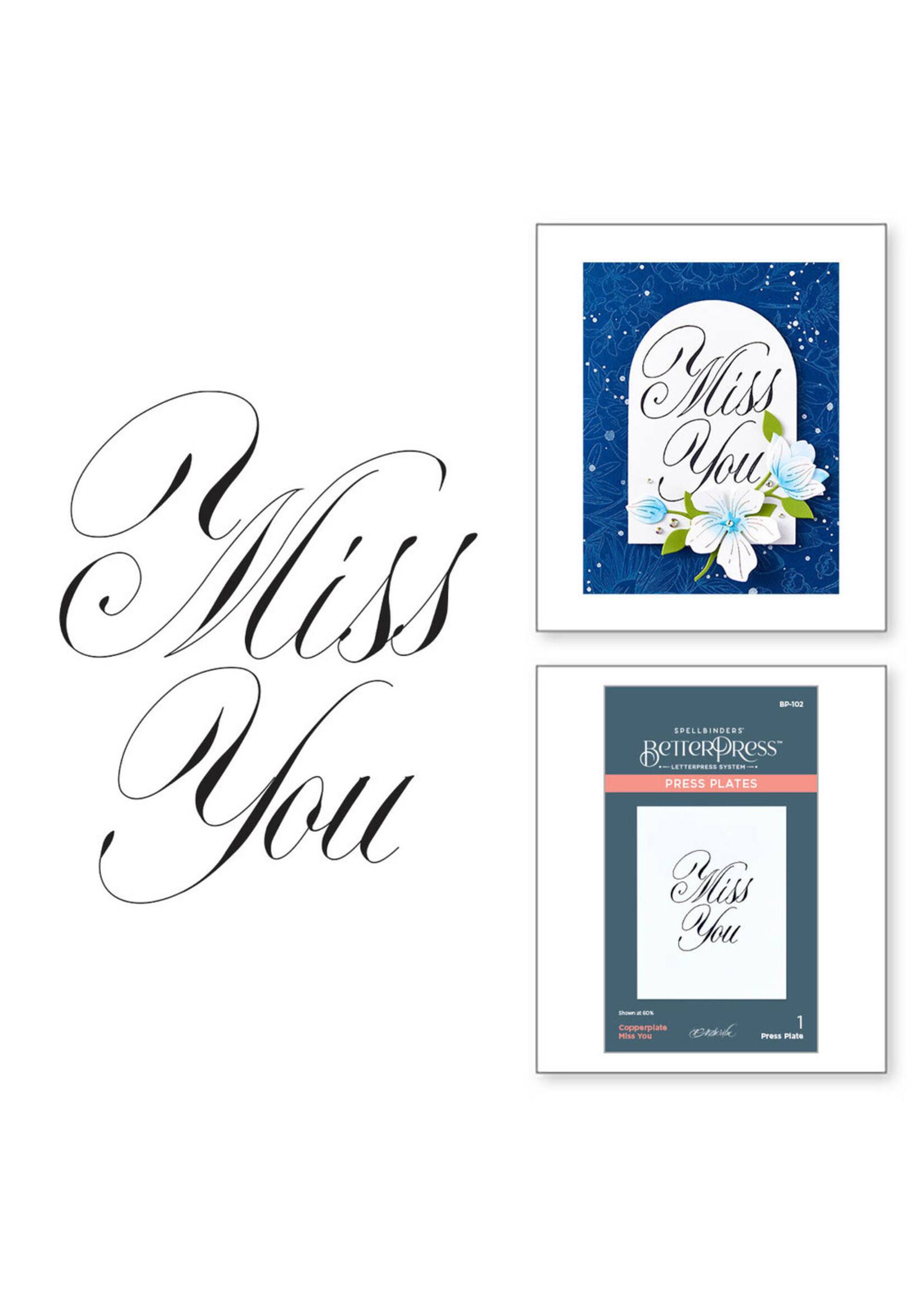 Spellbinders BetterPress Plate, Copperplate Miss You