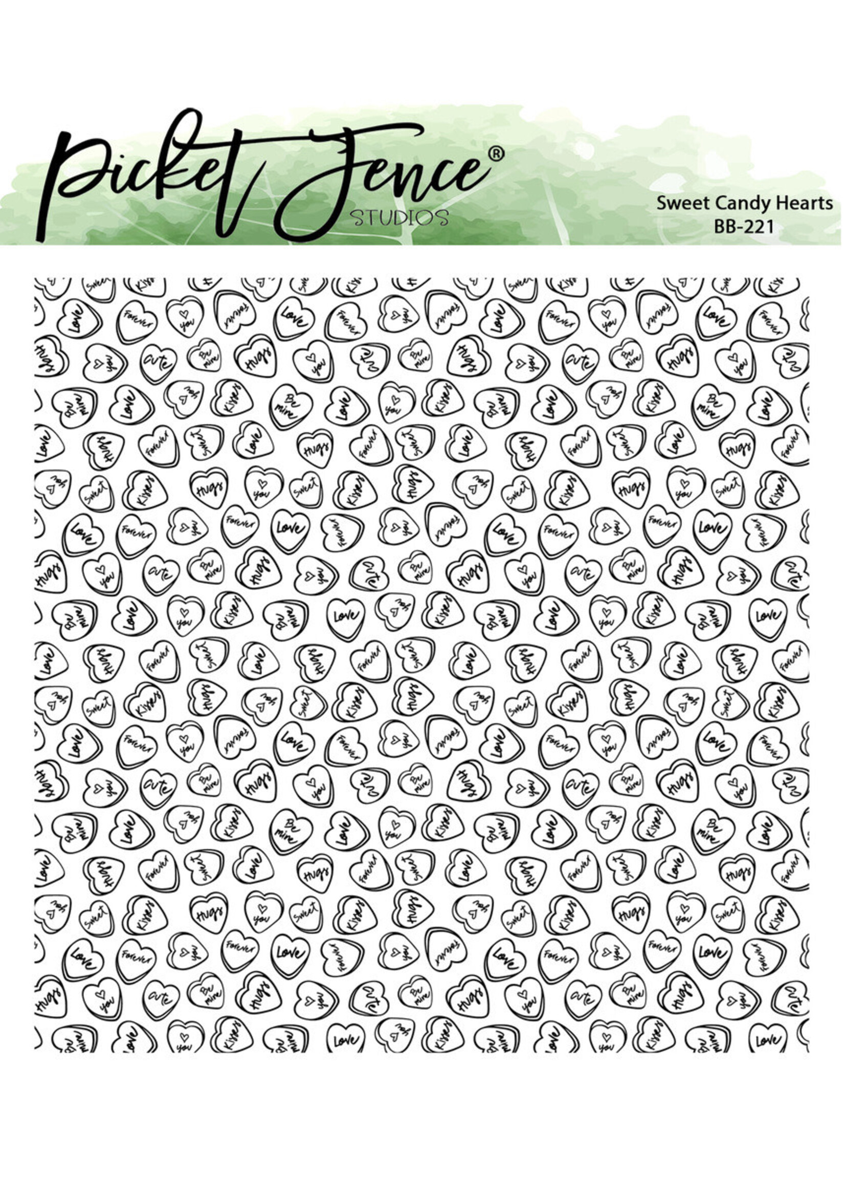 Picket Fence Studios Picket Fence Stamp, Sweet Candy Hearts