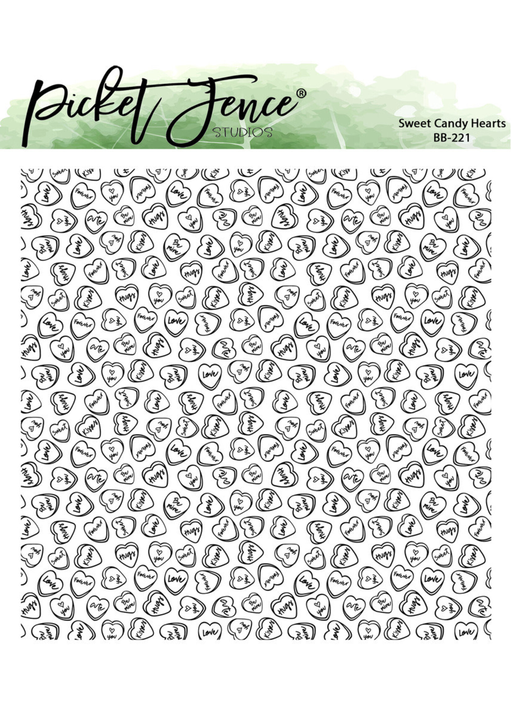 Picket Fence Studios Stamp, Sweet Candy Hearts