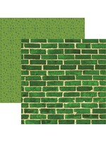 Reminisce 12x12 Patterned Paper, Irish Kiss - Green Brick Wall
