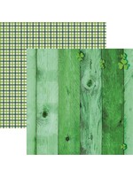 Reminisce Reminisce 12x12 Patterned Paper, Irish Kiss - Shamrock on Green Wood
