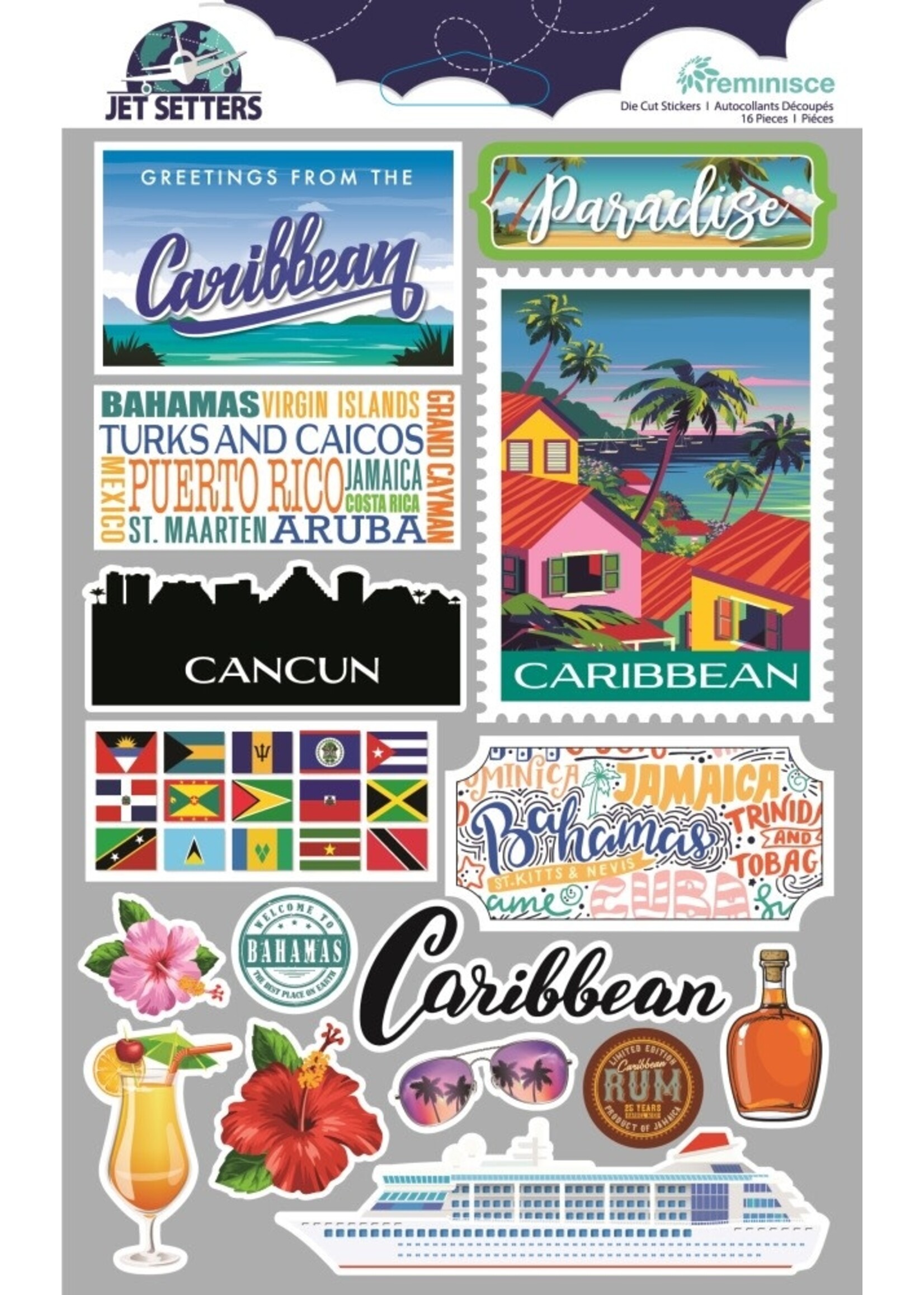 Reminisce 3D Stickers, Jet Setters - Carribbean