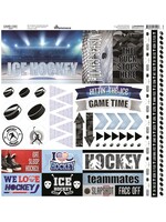 Reminisce 12x12 Sticker Sheet, Game Day Hockey