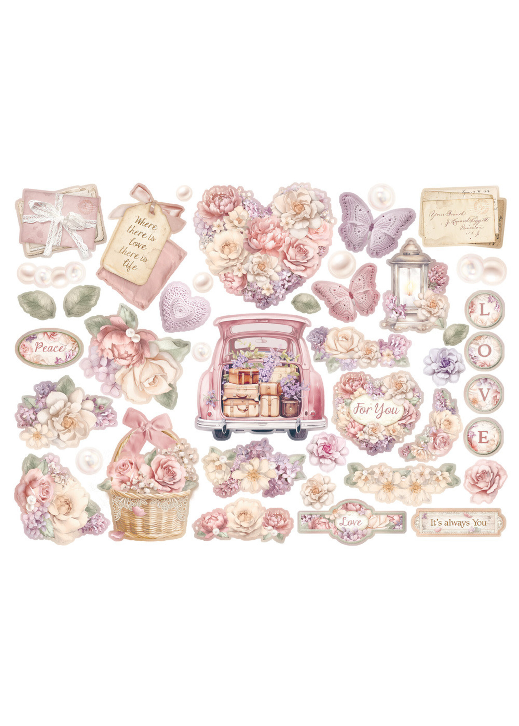 Stamperia Chipboard Die Cuts, Romance Forever - Journaling Edition