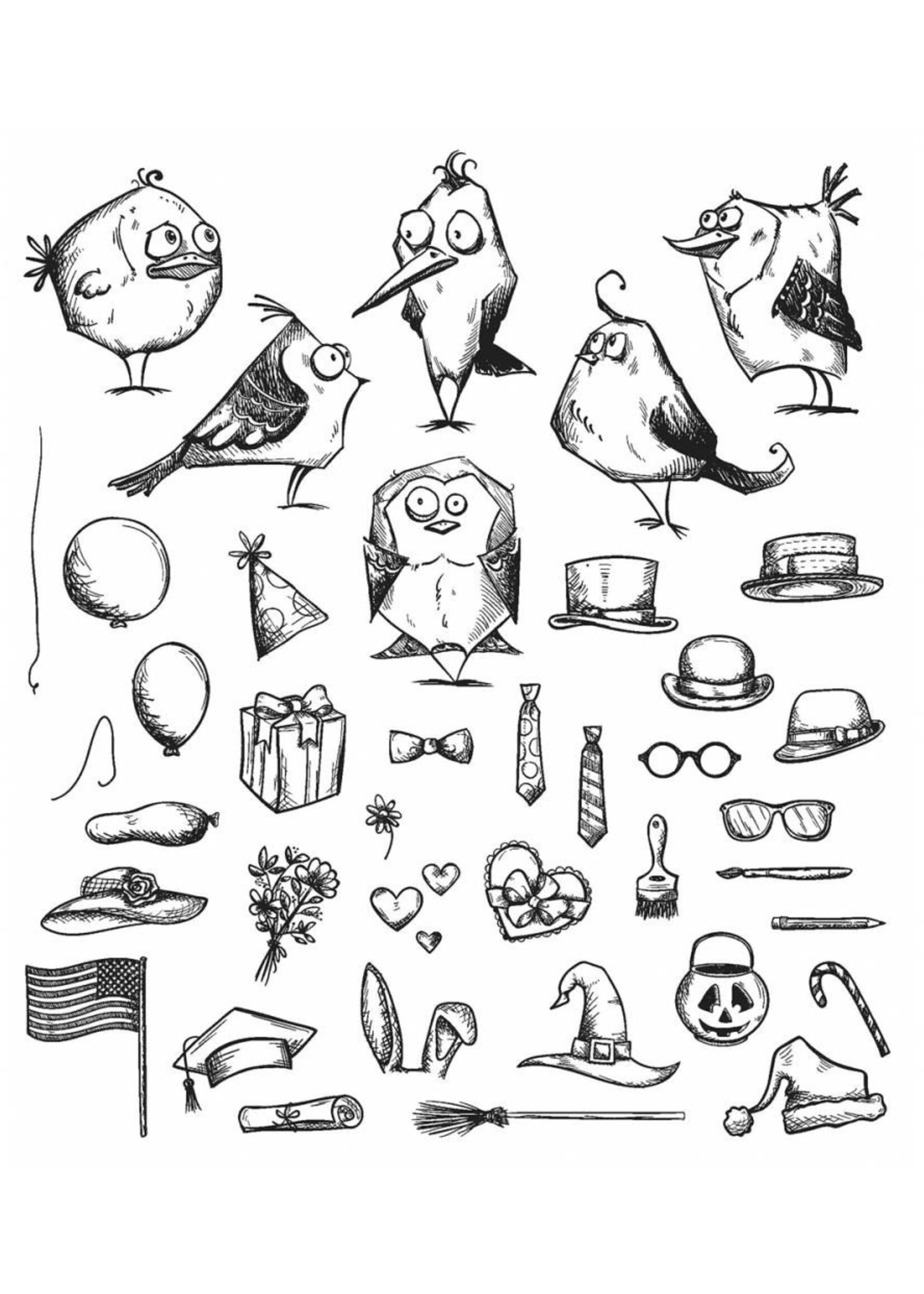 Stampers Anonymous Stamp, CMS250 Mini Bird Crazy & Things