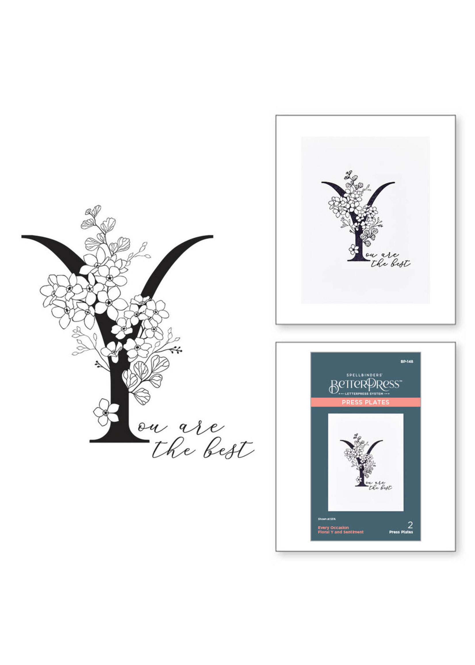 Spellbinders BetterPress Floral Y and Sentiment Press Plate
