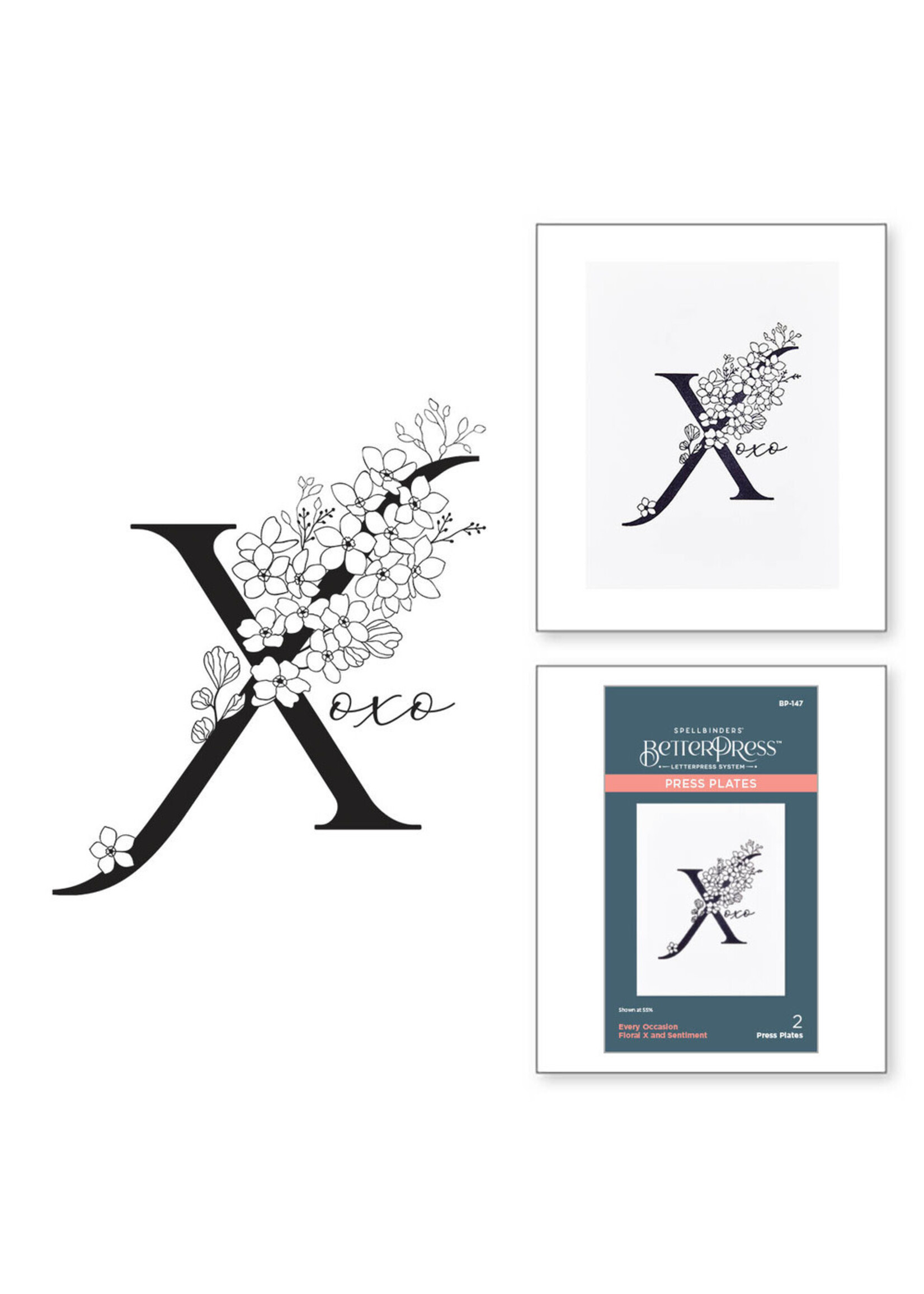 Spellbinders BP, Floral X and Sentiment Press Plate