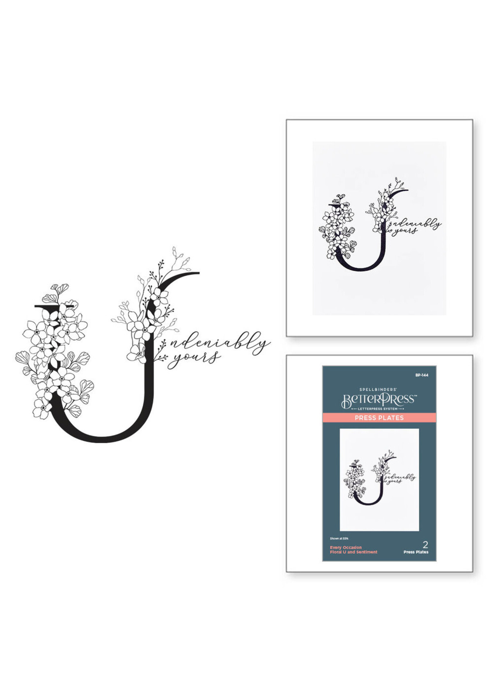 Spellbinders BetterPress Floral U and Sentiment Press Plate