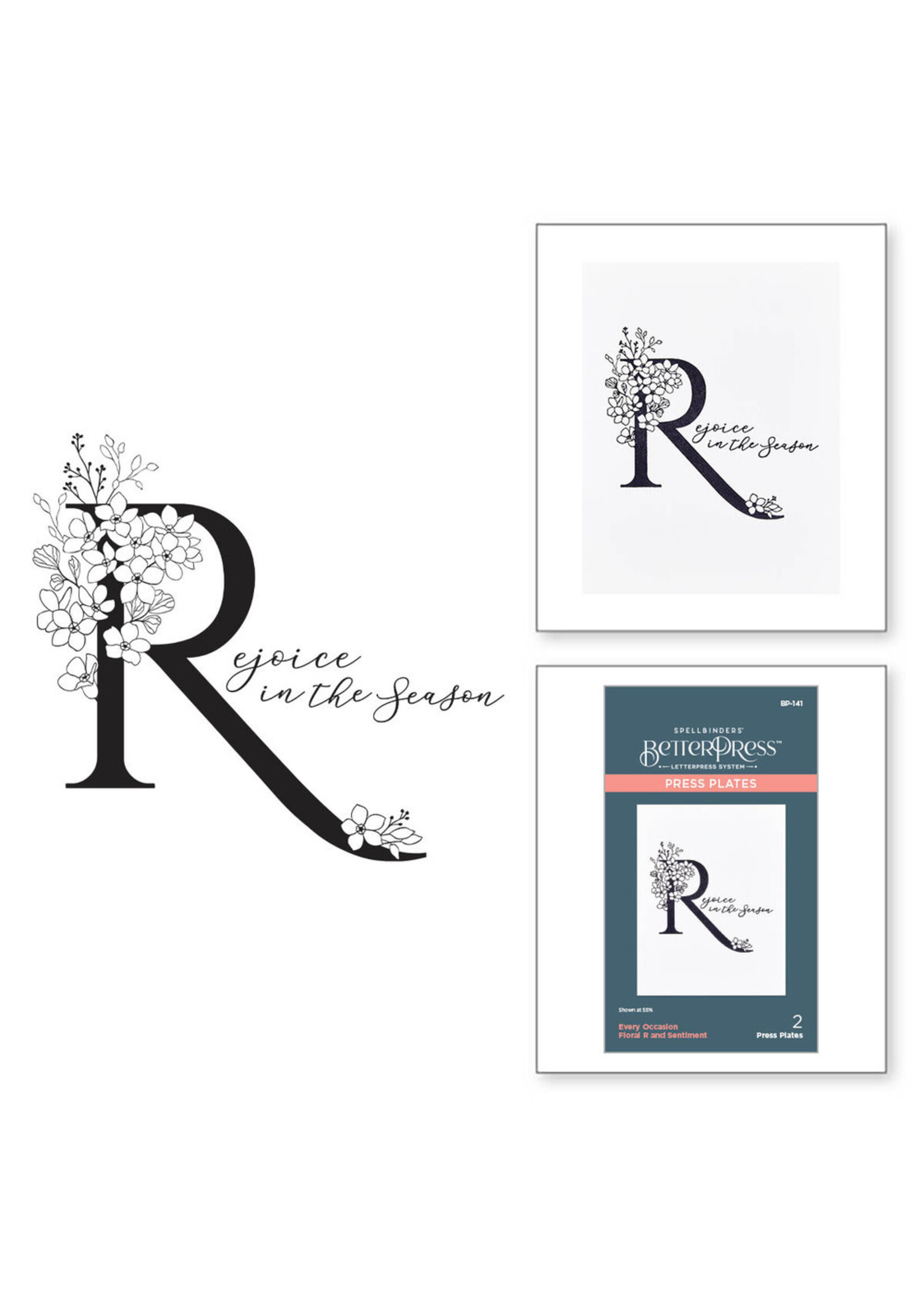 Spellbinders BetterPress, A Floral R and Sentiment Press Plate