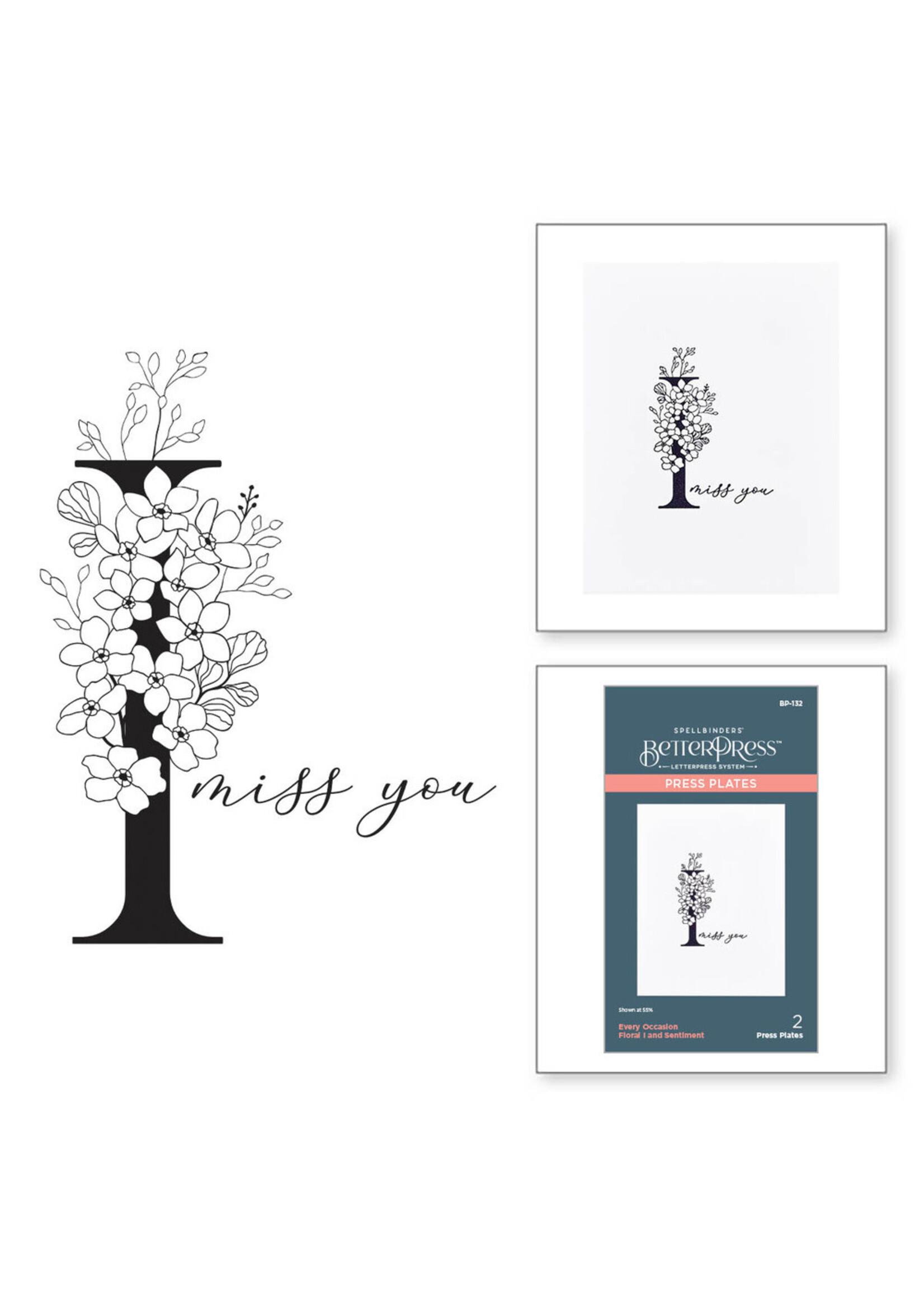Spellbinders BetterPress, Floral I and Sentiment Press Plate