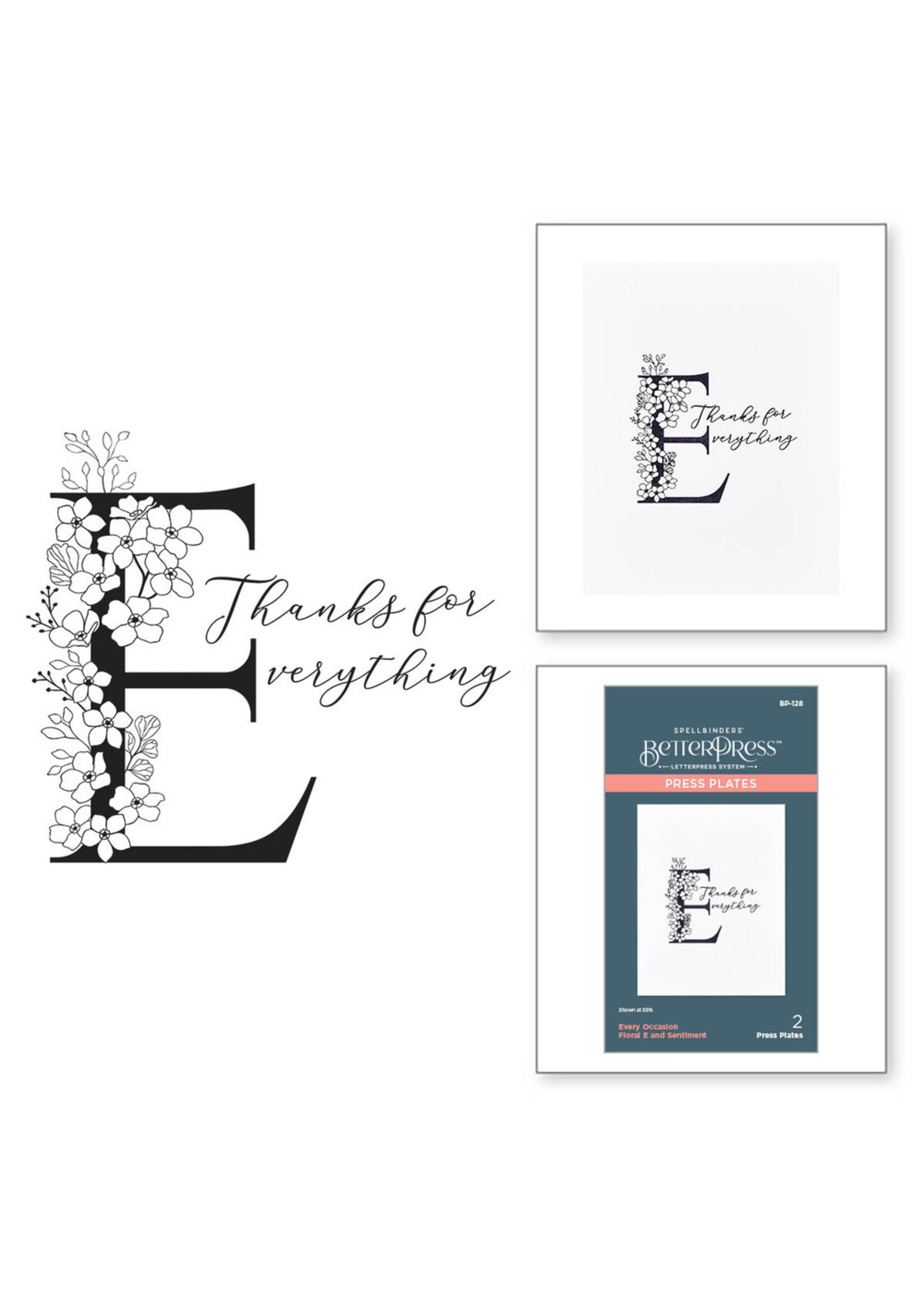 Spellbinders BetterPress, Floral E and Sentiment Press Plate