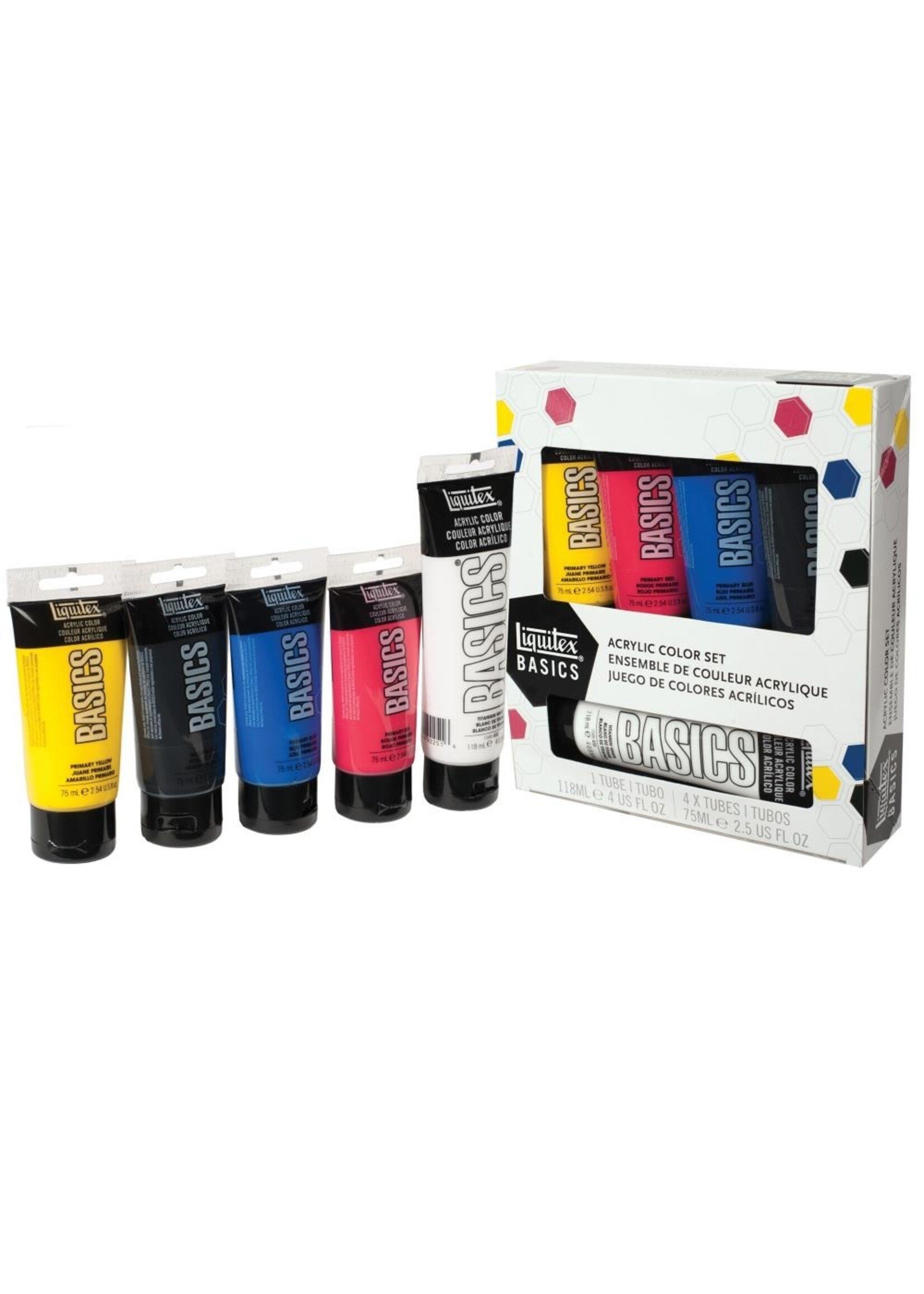 Liquitex Liquitex Basics Acrylic Set, 4 x 75ml + 1 x 118ml White - Essentials