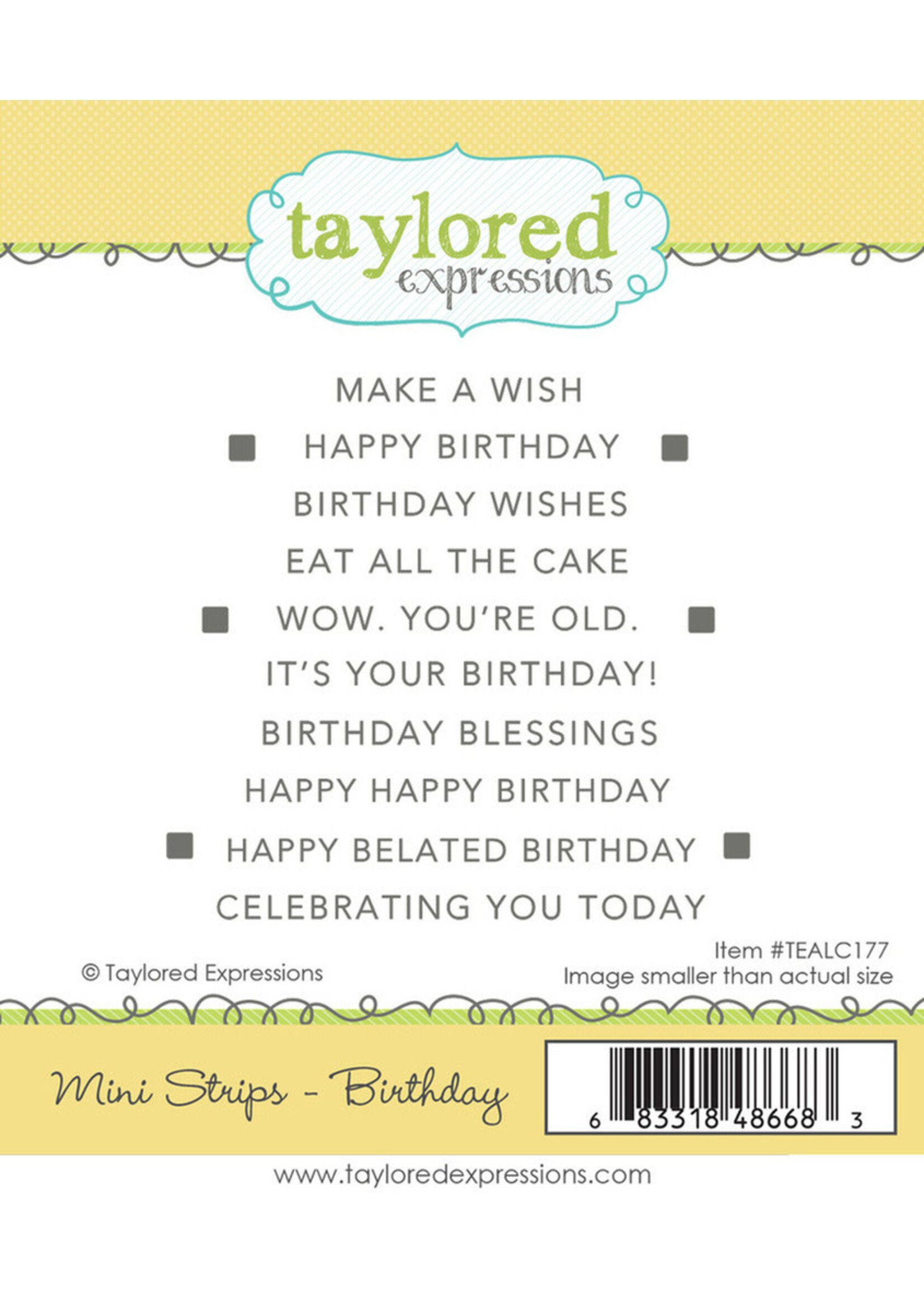 Taylored Expressions Stamp & Die Bundle, Mini Strips Birthday