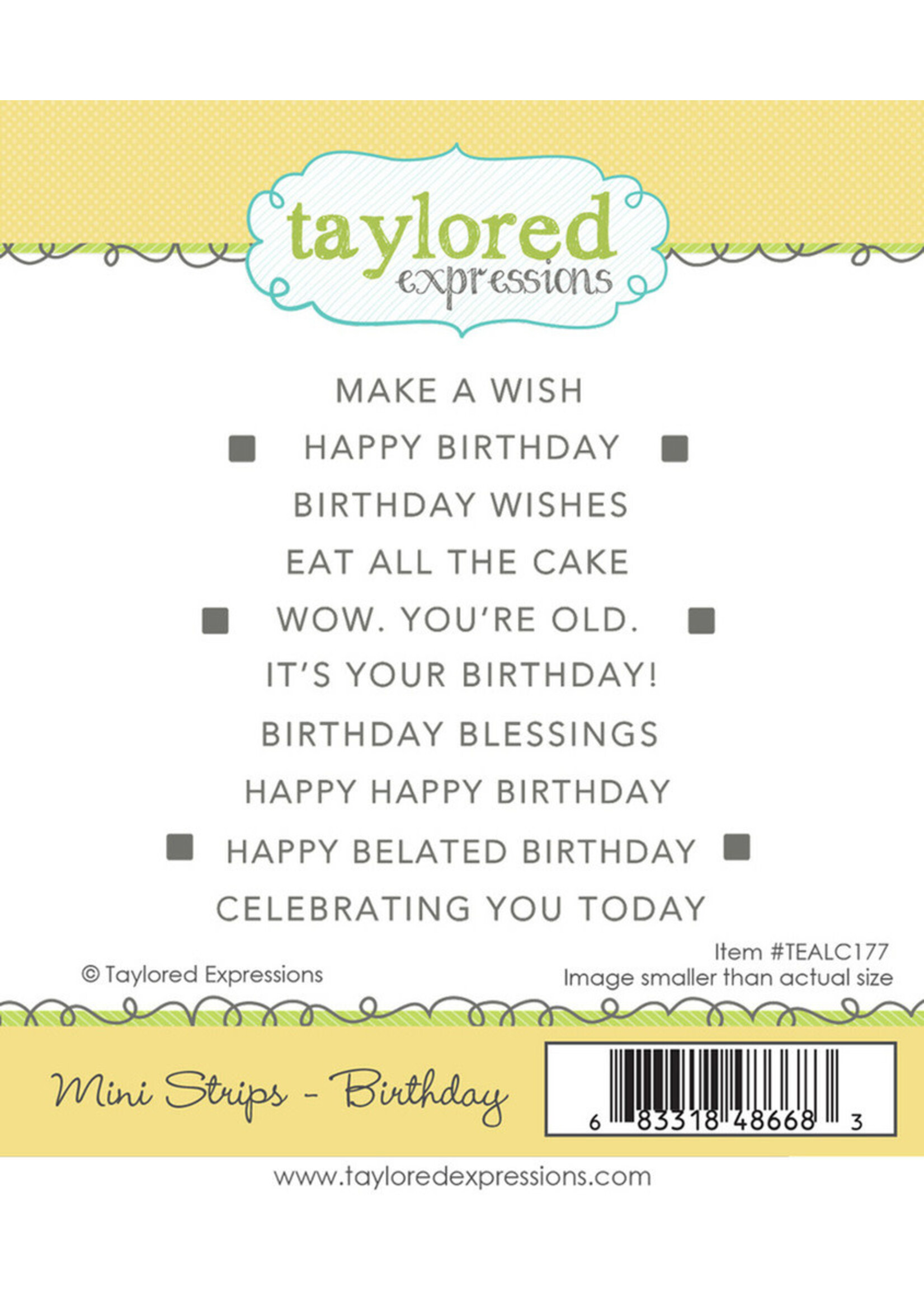 Taylored Expressions Taylored Expressions Stamp, Mini Strips - Birthday