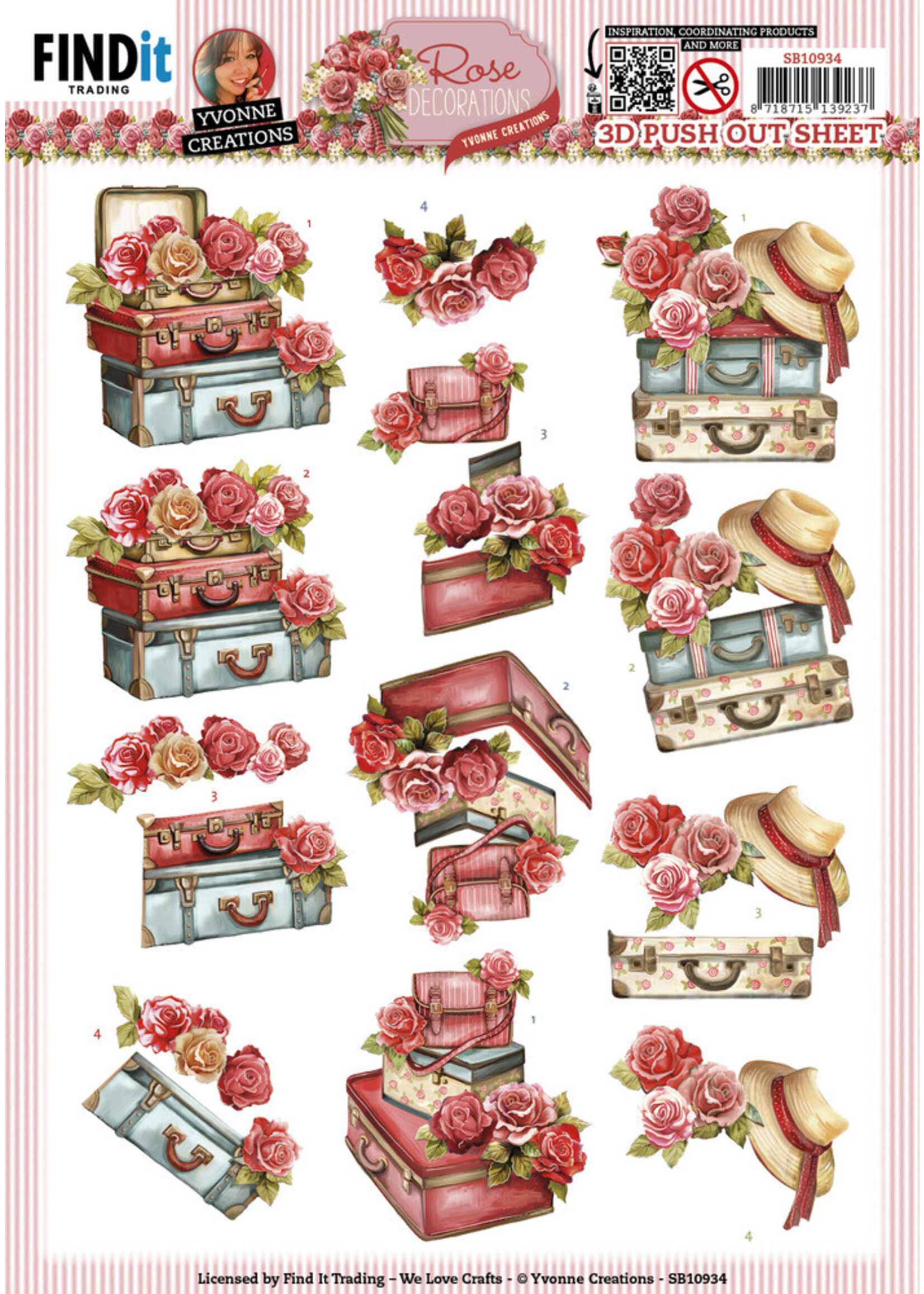 Yvonne Creations 3D Push Out Sheet, Rose Suitcase