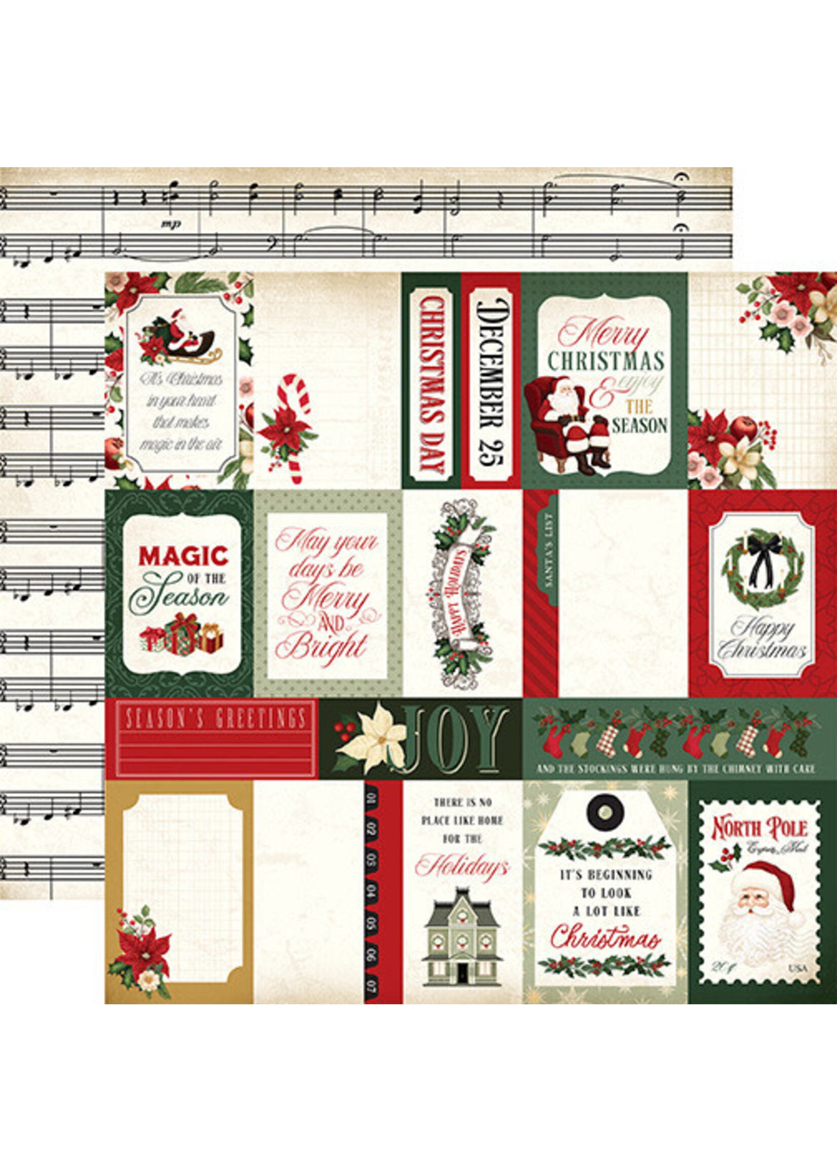 Carta Bella 12x12 A Vintage Christmas, Multi Journaling Cards