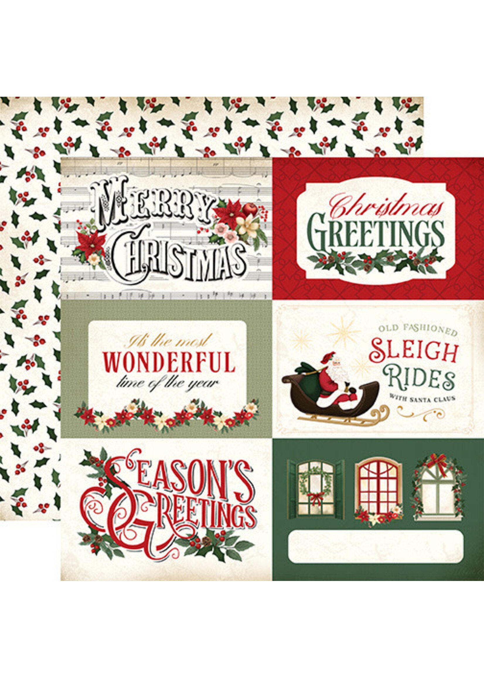 Carta Bella 12x12 A Vintage Christmas, 6x8 Journaling Cards