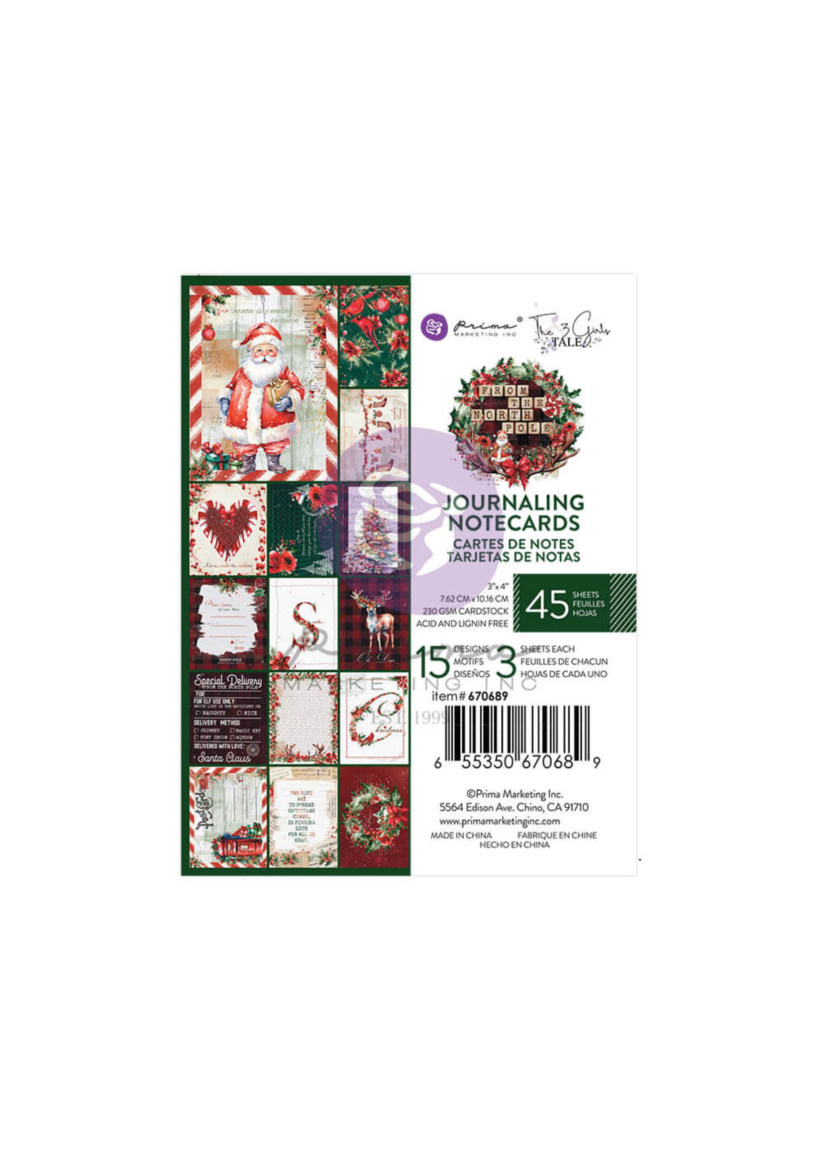 Prima Marketing Journaling Note Cards, From the North Pole