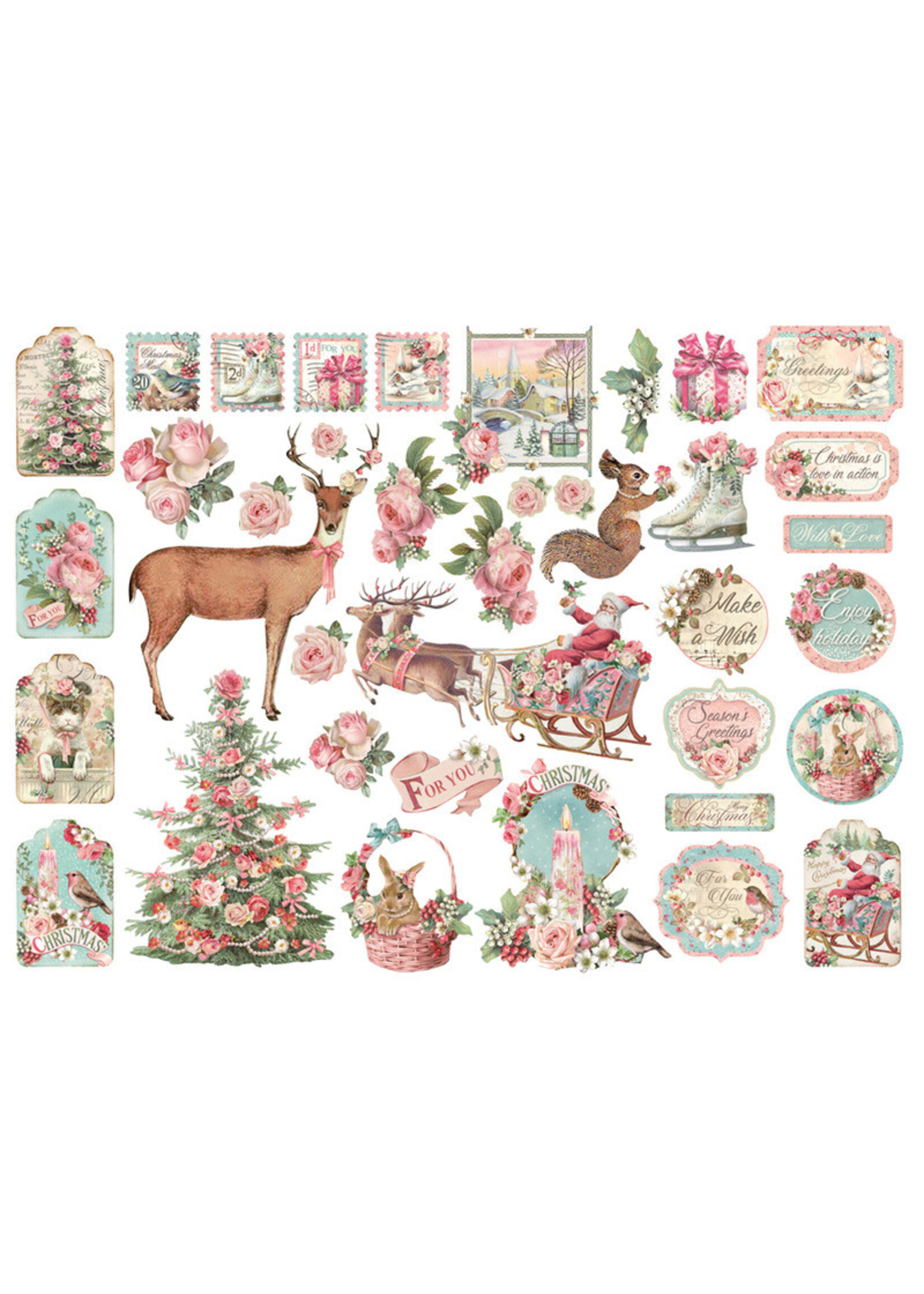 Stamperia Die Cuts, Pink Christmas