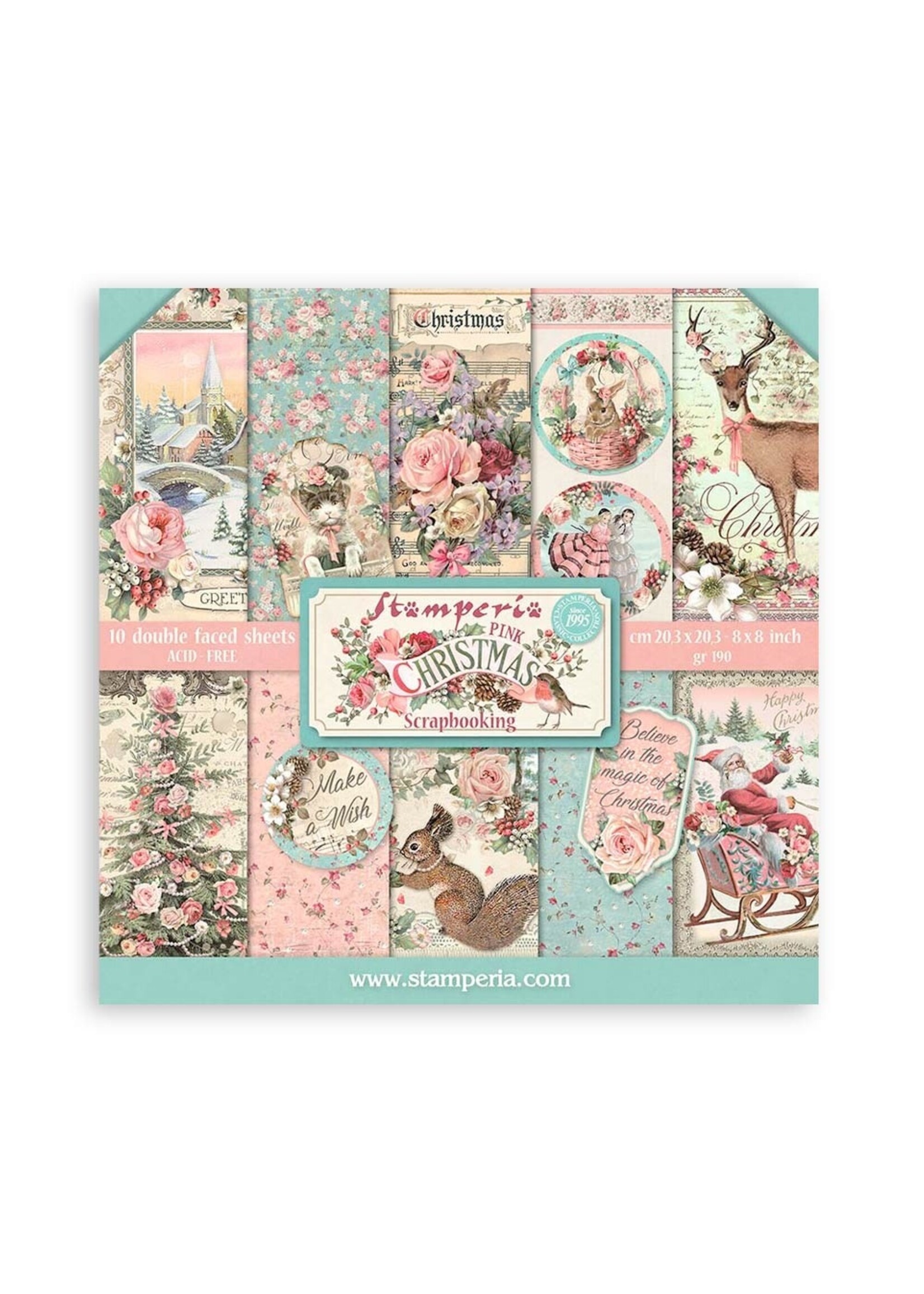 Stamperia 8x8 Collection Pack, Pink Christmas